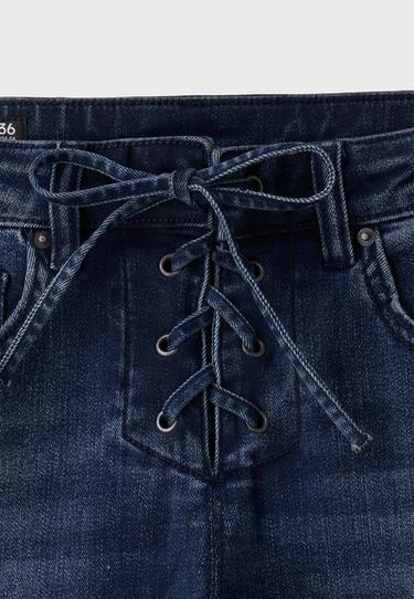 Boot-cut jeans with tie detail — BLACK DENIM WASHED EFFECT 9