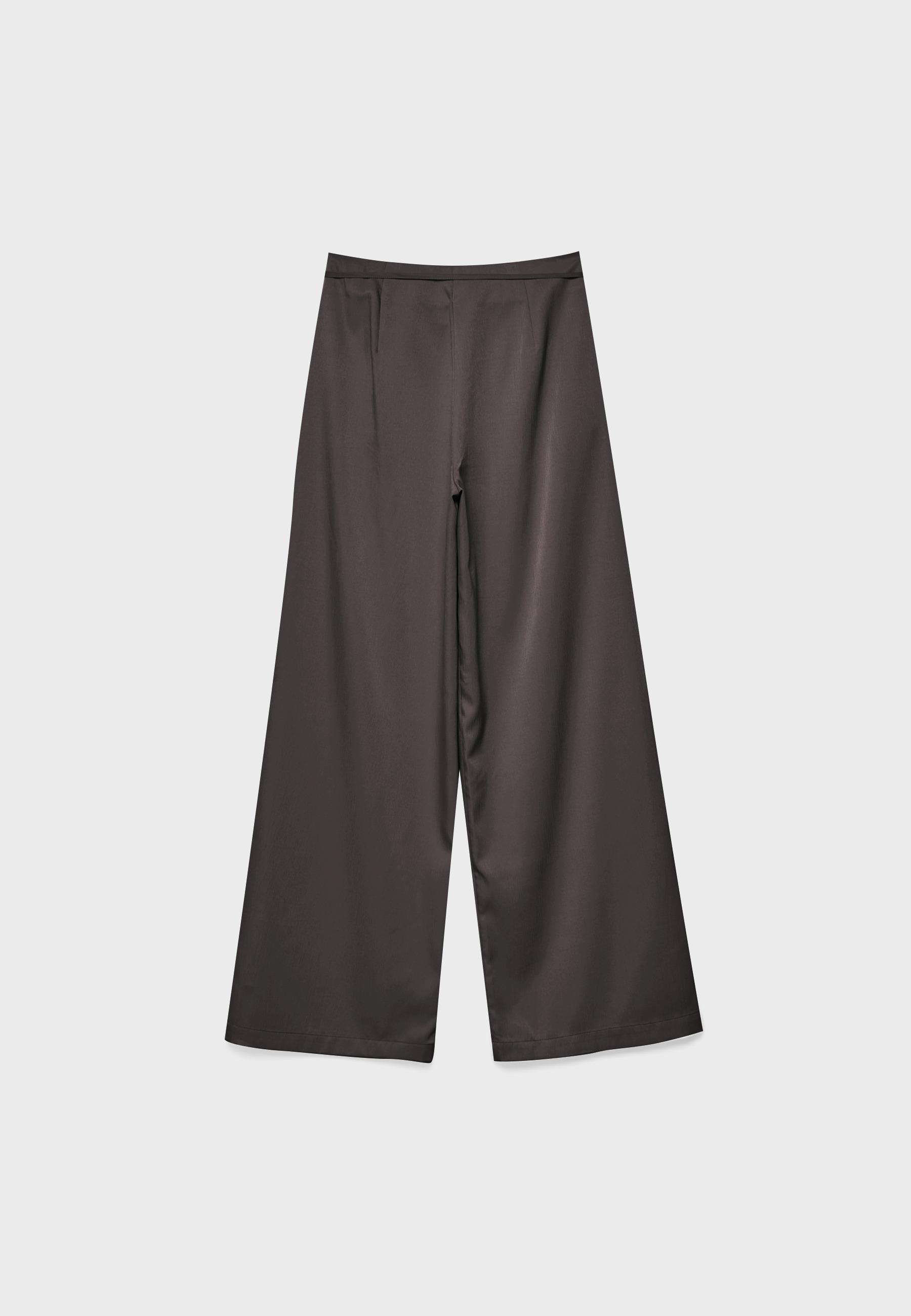 Flowing creased-effect trousers with tie — Brown