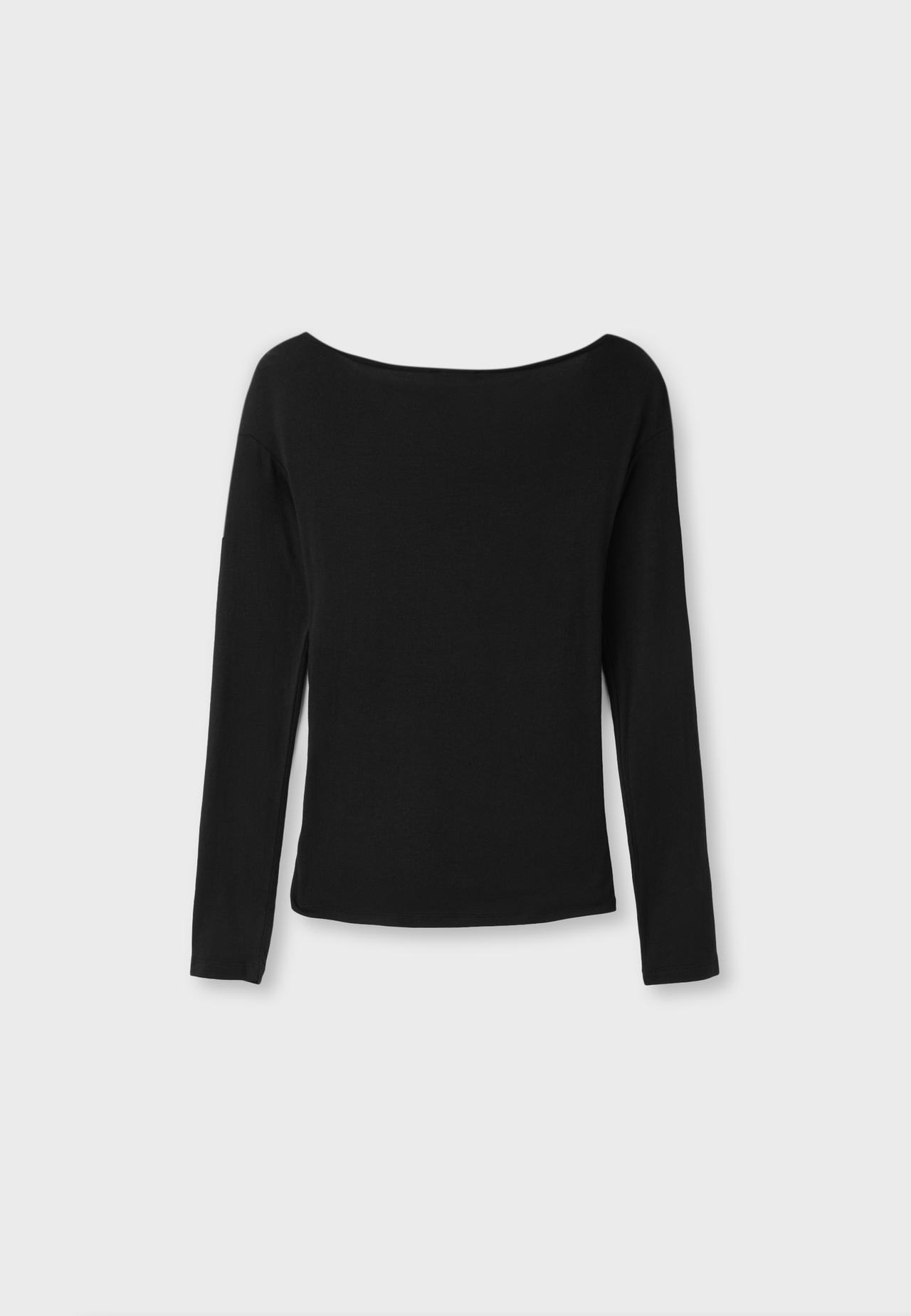 Crossover boat neck T-shirt — Black