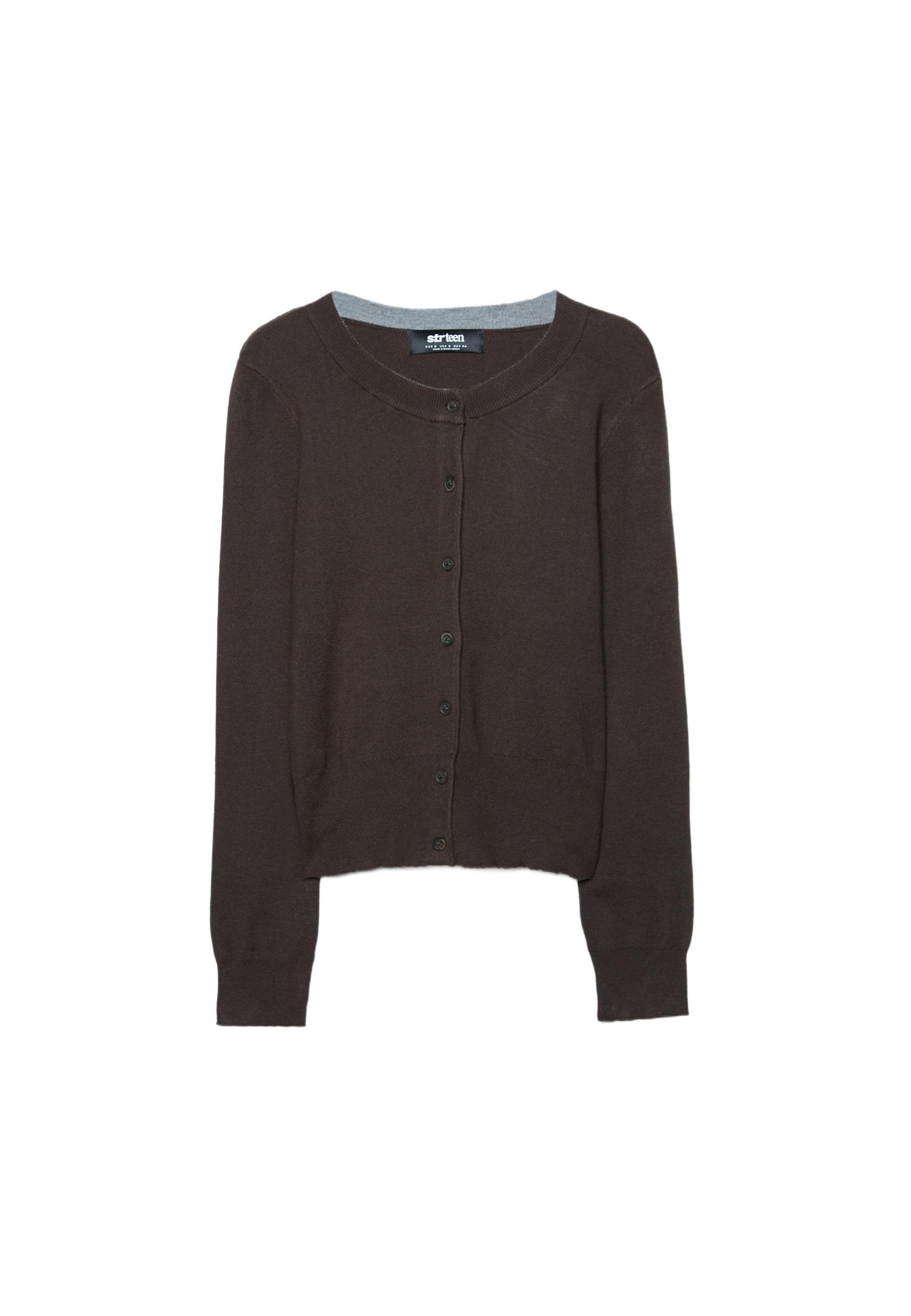 Button-up knit cardigan — Brown