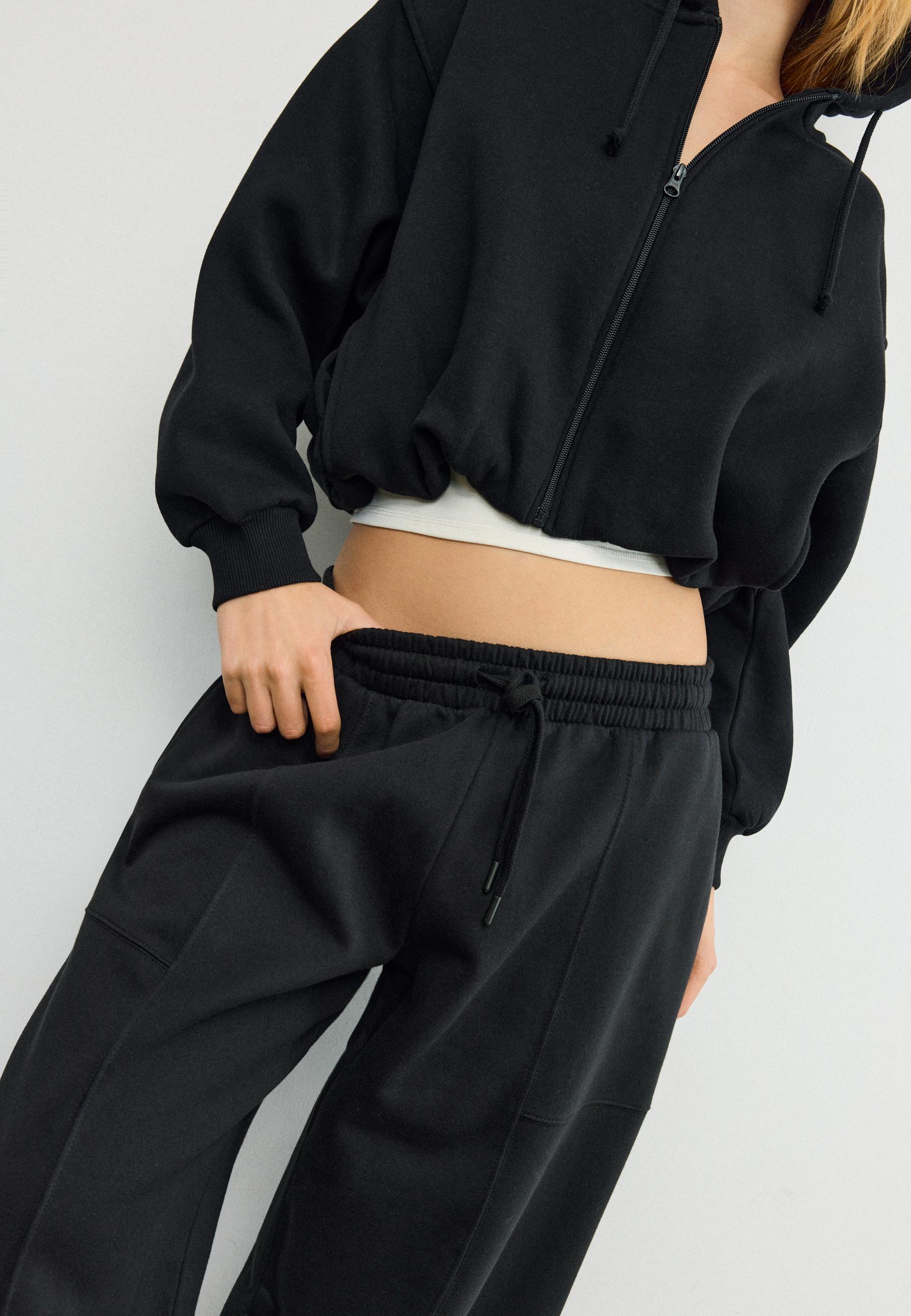 Plush balloon jogger trousers — Black