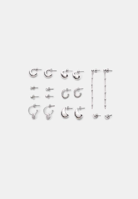 set 9 pendientes corazon y aros