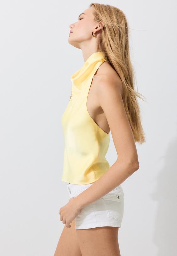 satin effect halter top