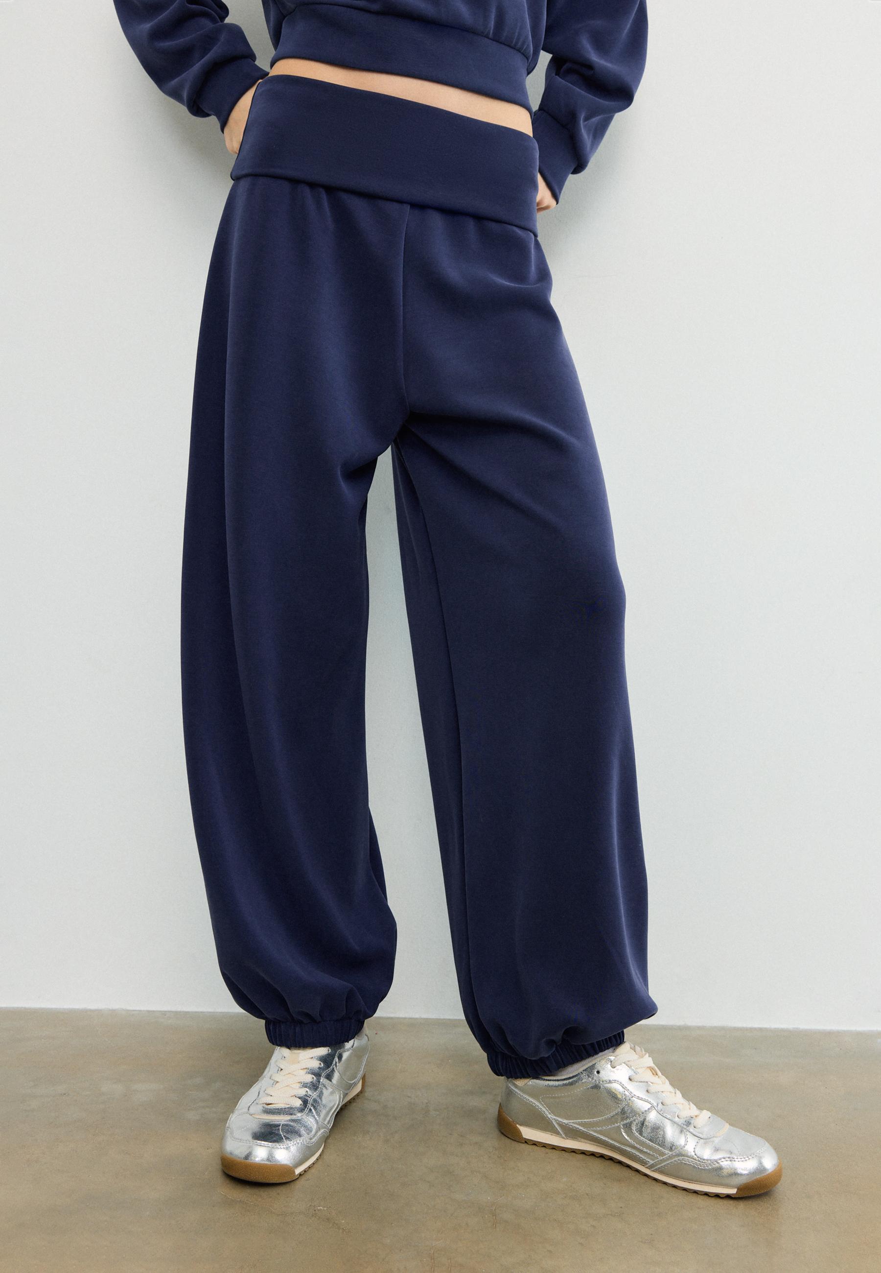 Stradivarius Παντελόνι Jogger Μπαλούν Με Γυριστή Μέση Και Απαλή Υφή Σκούρο Μπλε Xs