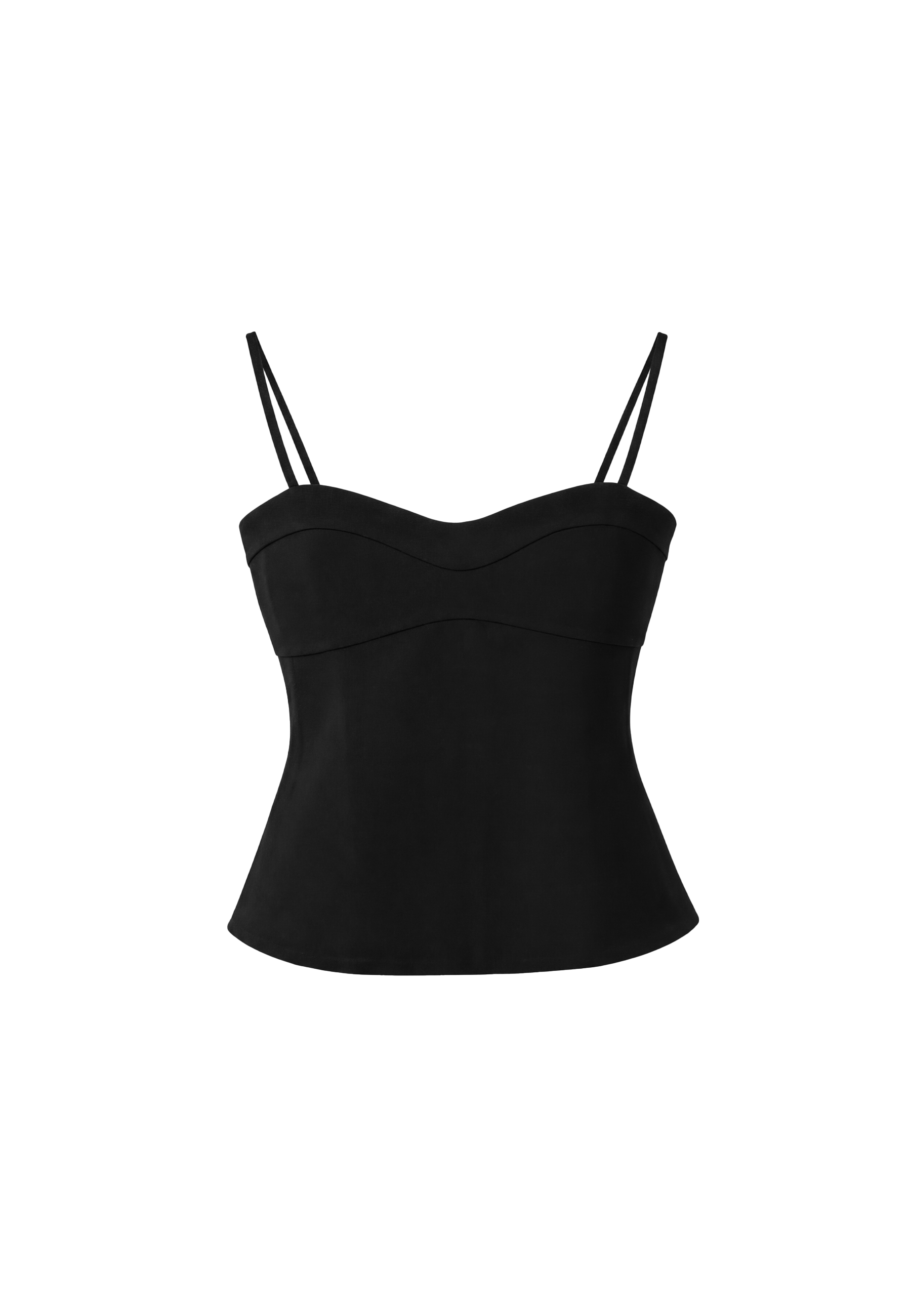 Fitted sweetheart neckline top — Black