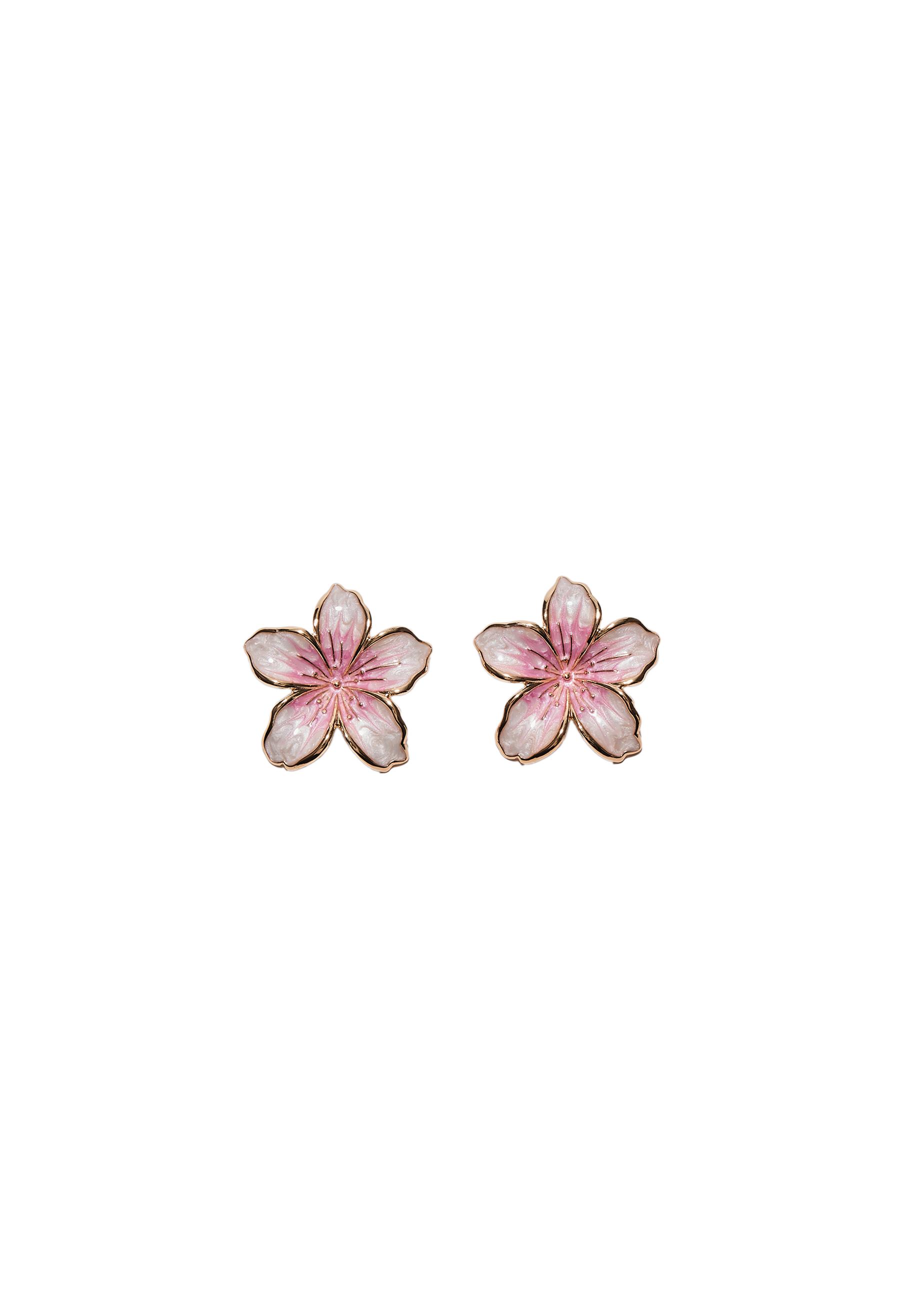 Enamelled flower earrings — Pastel pink