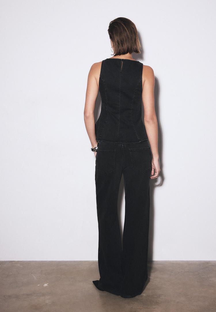 parıltılı straight fit jean