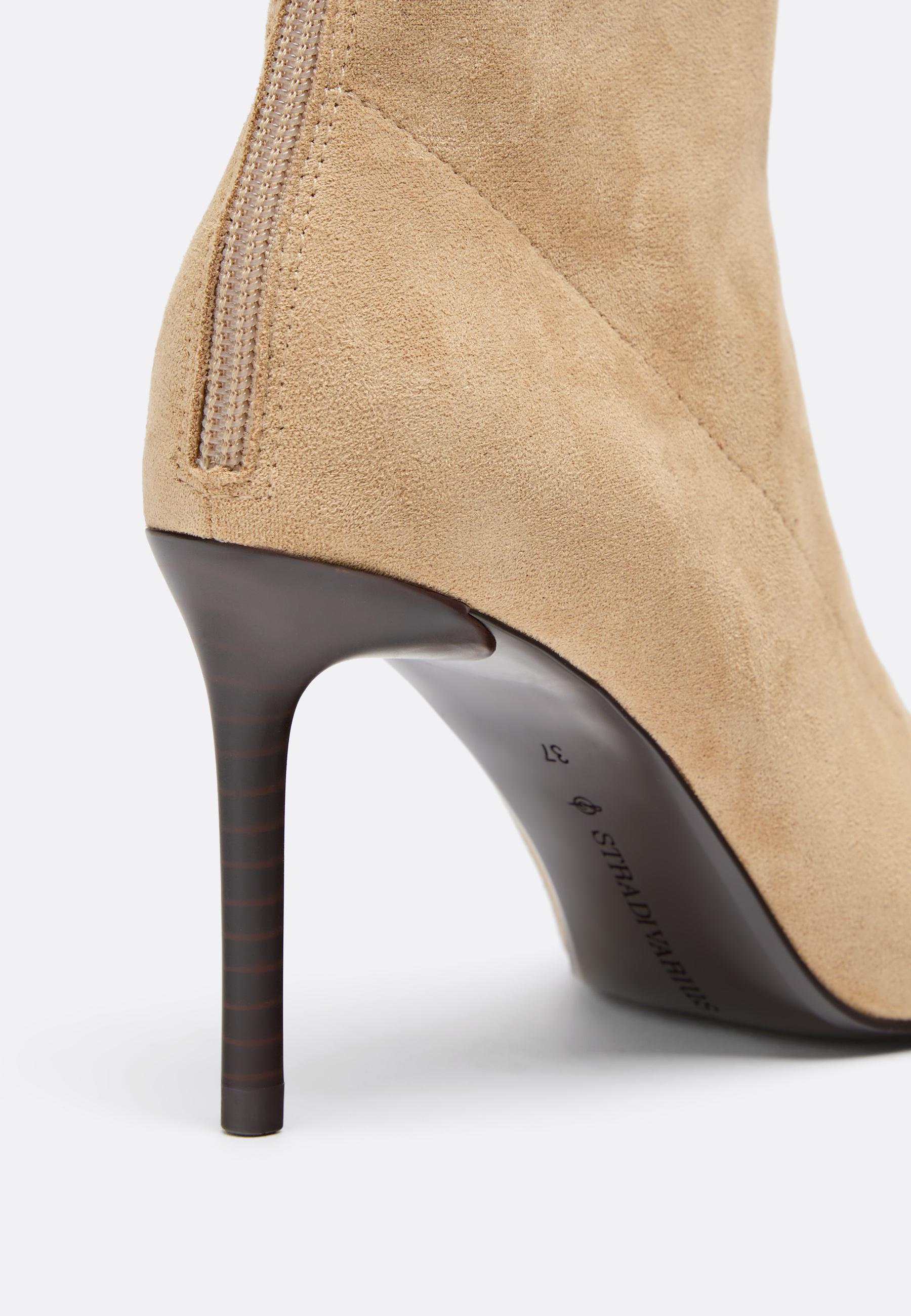 Faux suede stiletto ankle boots — BEIGE
