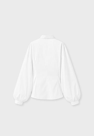 Balloon sleeve poplin shirt — White 8