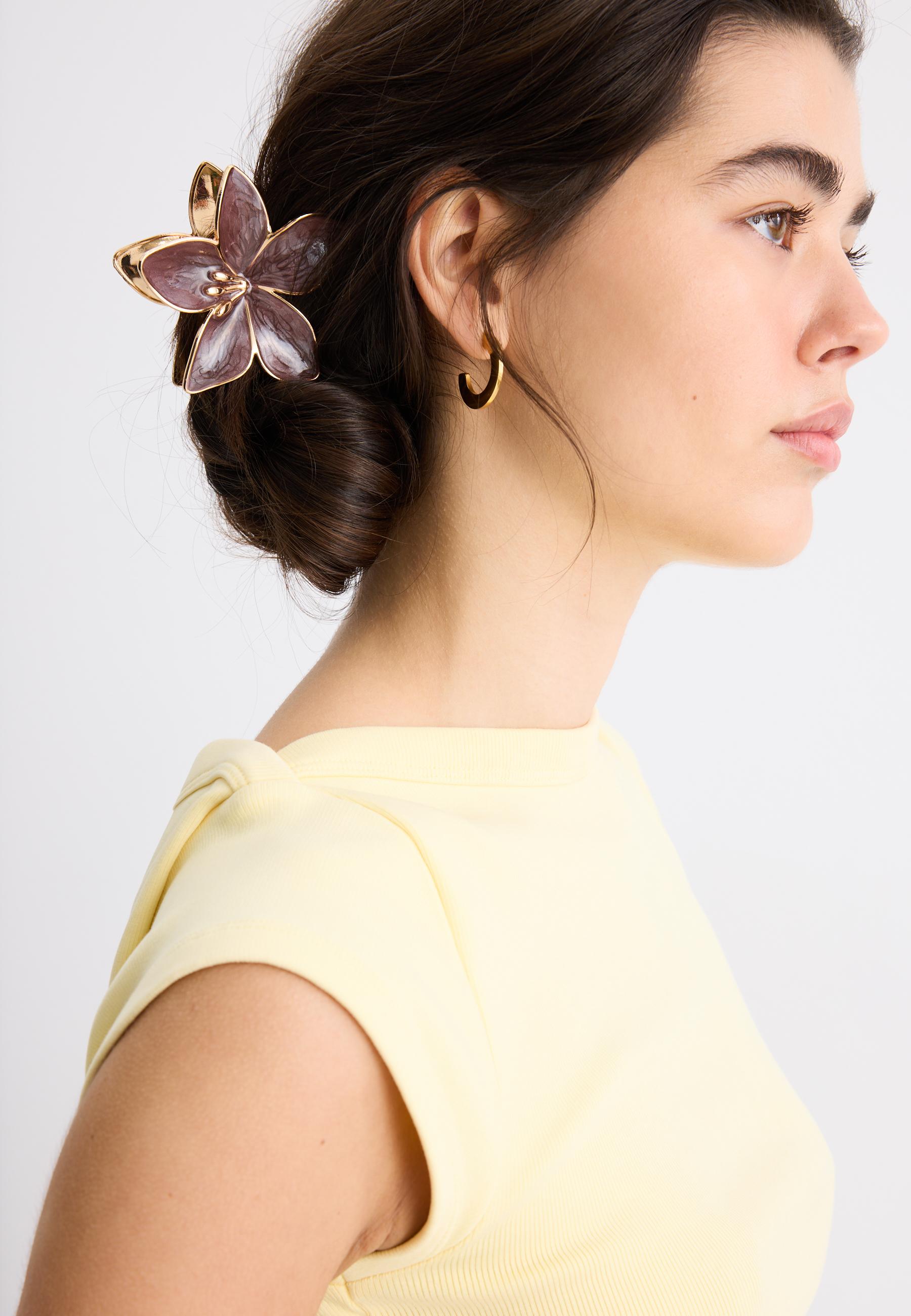 Set of 3 flower clips — Brown