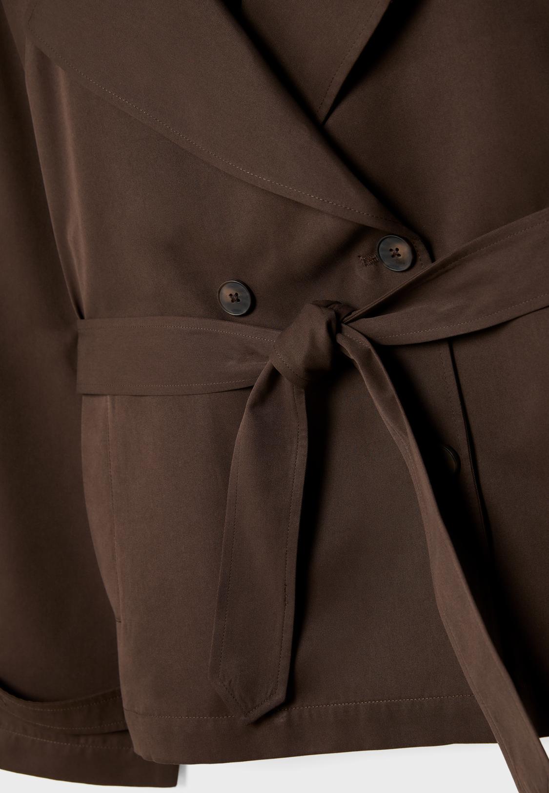 Short flowing trench coat with belt Women's fashion