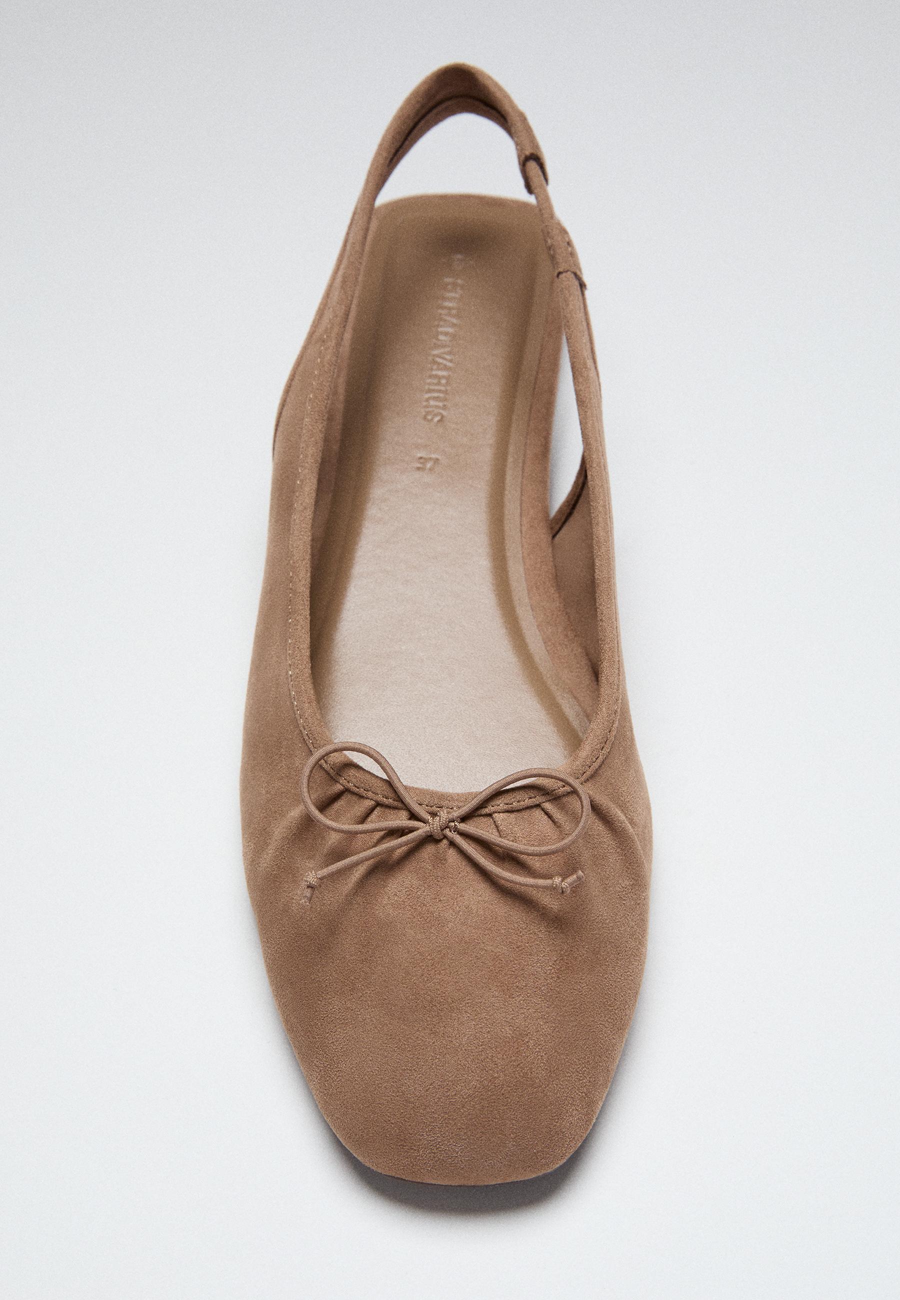 Faux suede slingback ballet flats — BEIGE