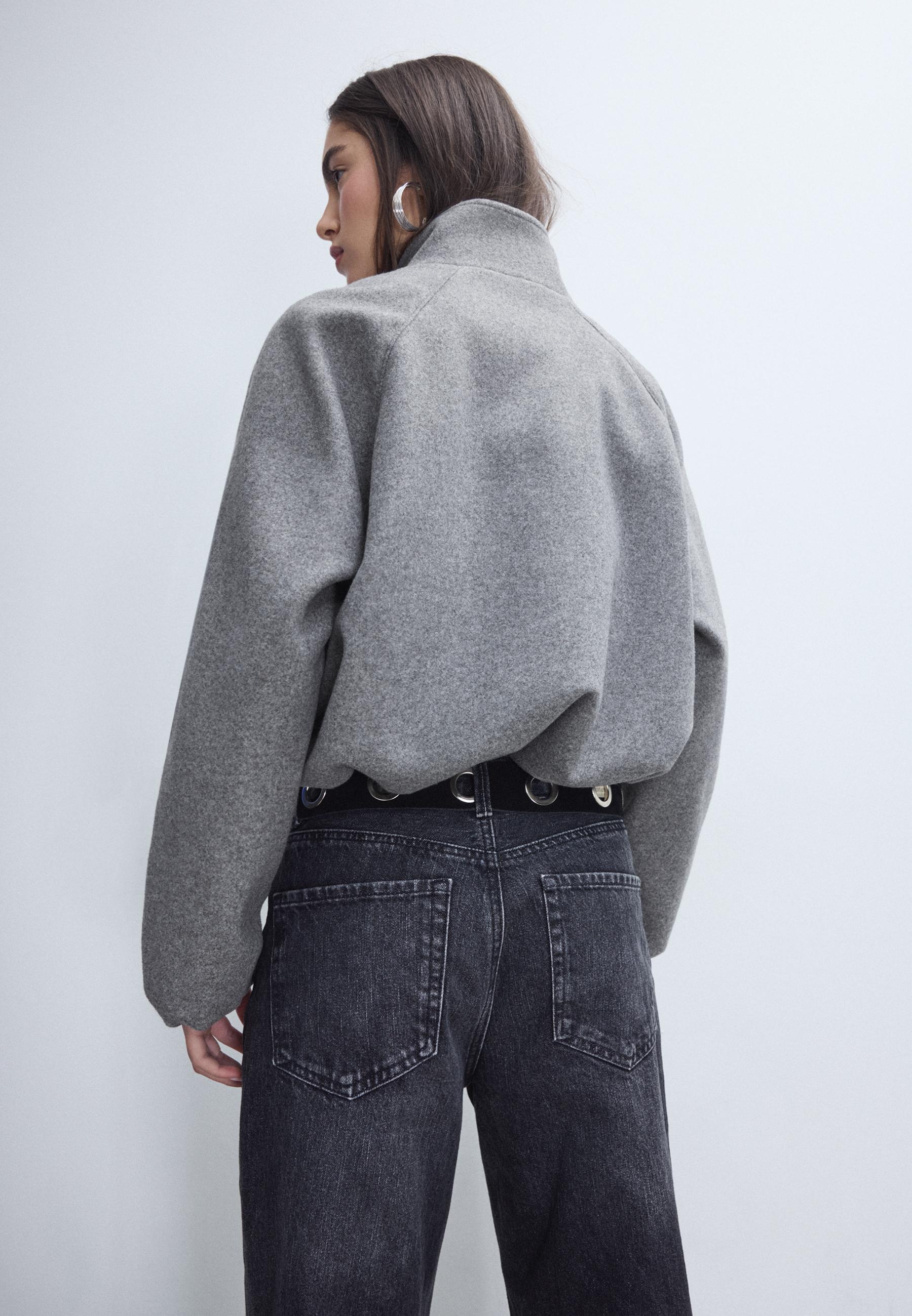 Soft-touch balloon bomber jacket — Dark grey