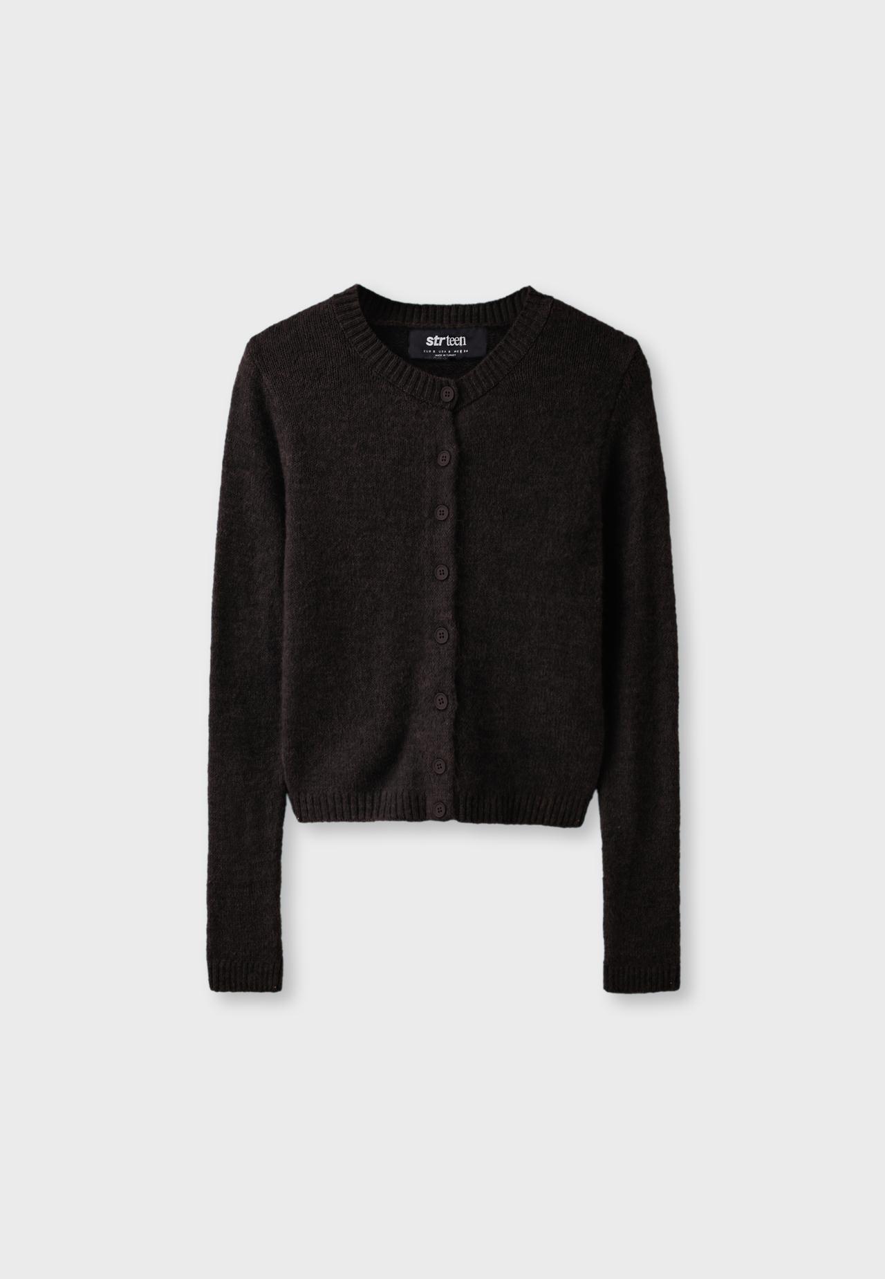 Button-up knit cardigan — Brown