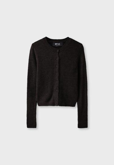Button-up knit cardigan — Brown 7