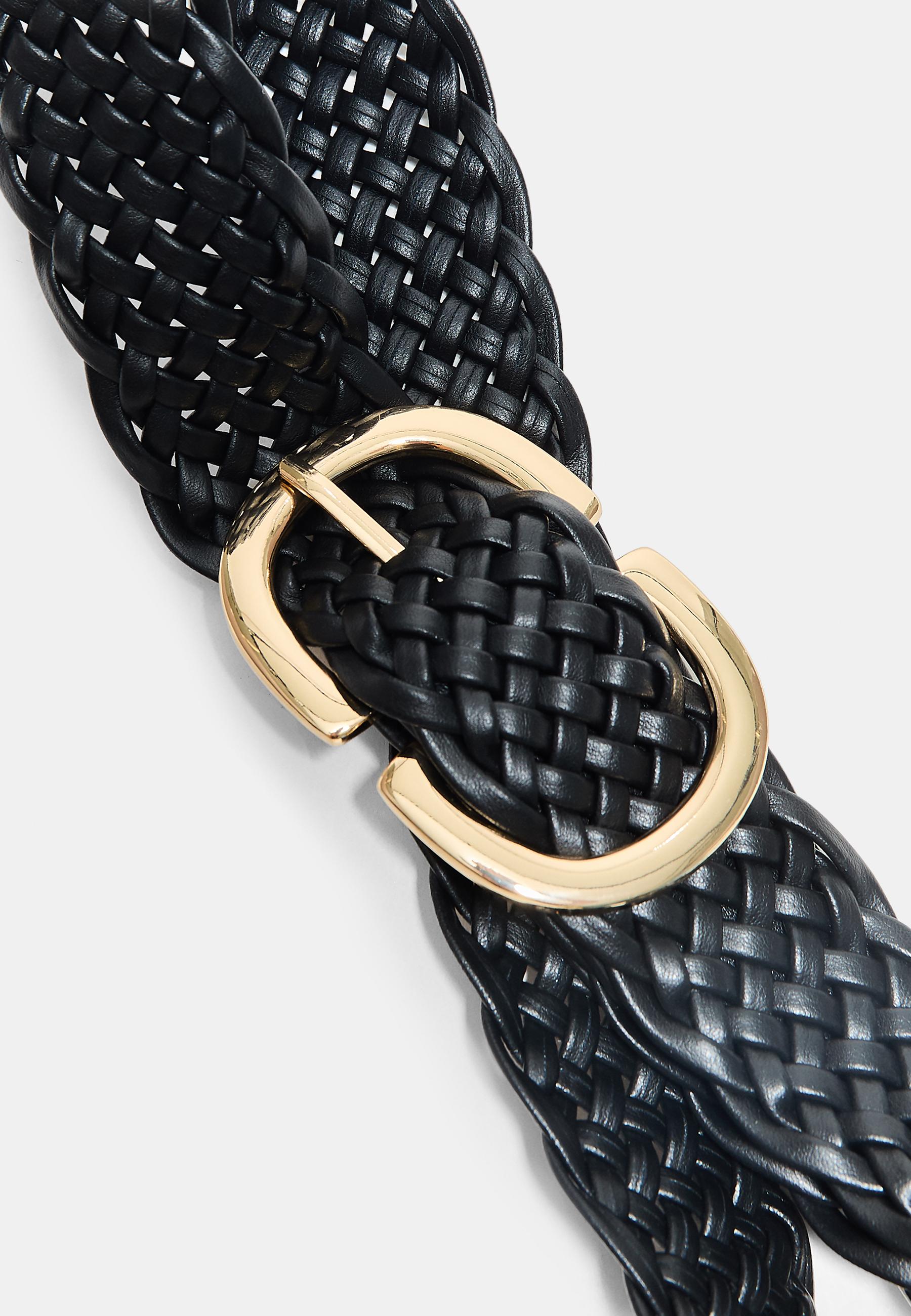 Braided double buckle belt — Black