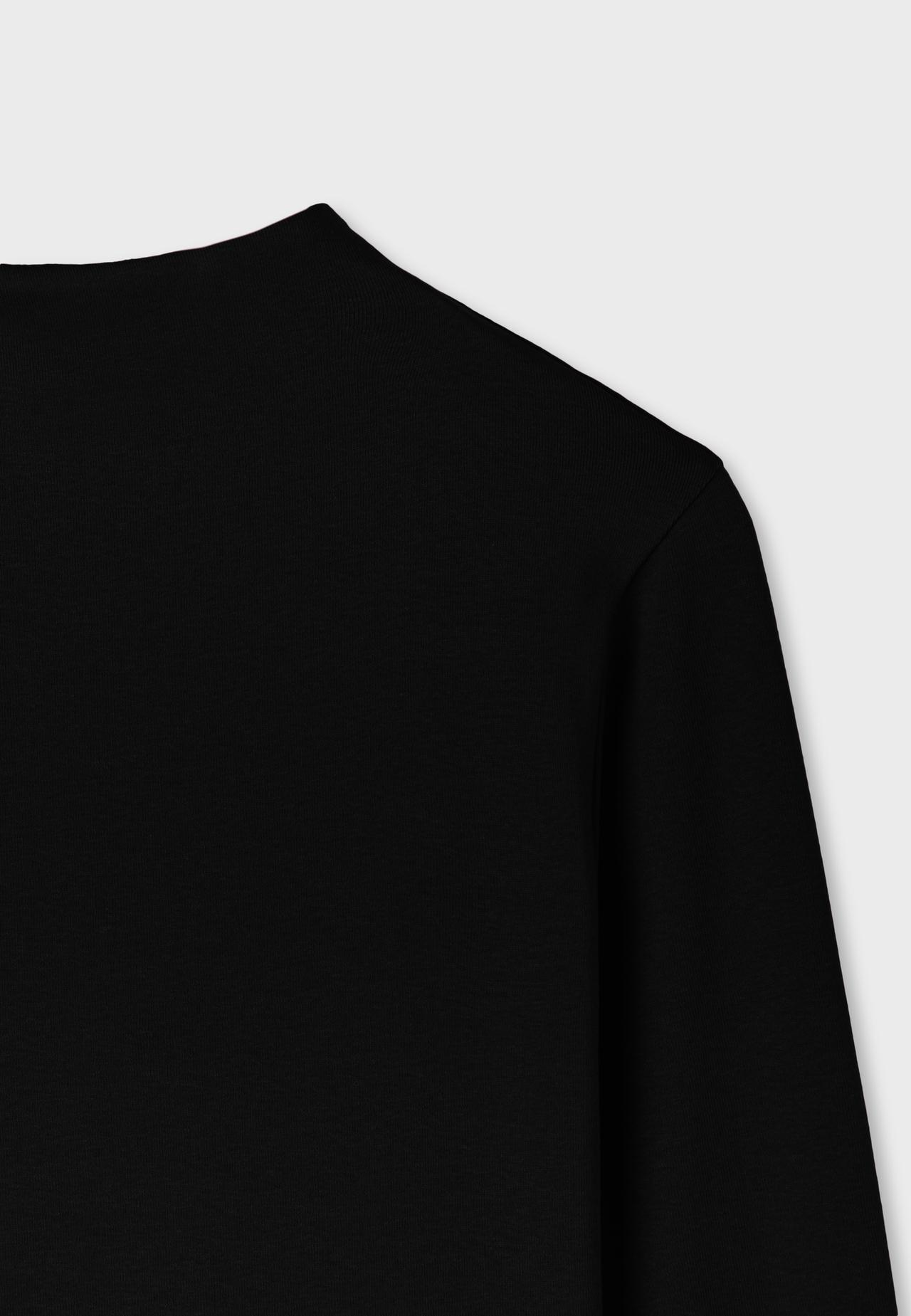 Basic funnel neck T-shirt — Black