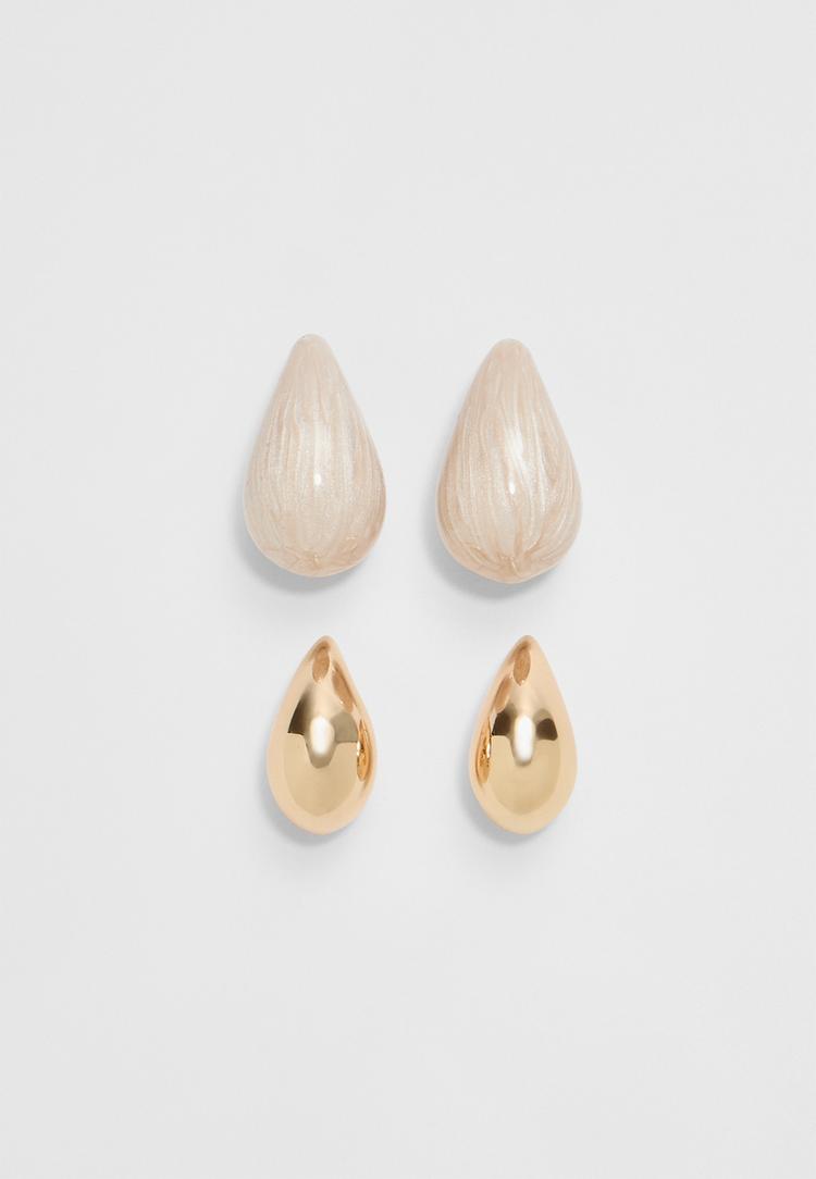 set 2 pendientes gotas combinadas