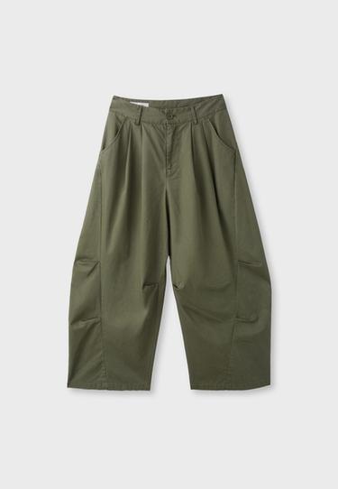 100% cotton barrel trousers — Khaki 6