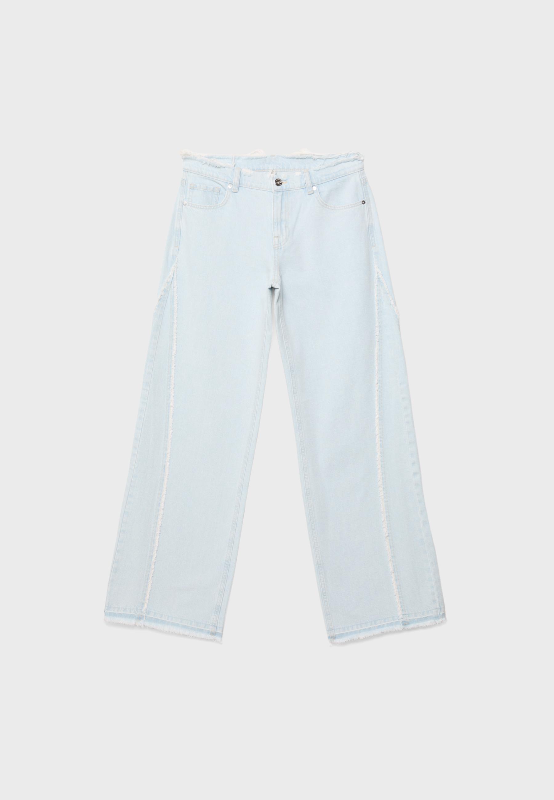 Low-waist wide-leg rework jeans — MEDIUM LIGHT BLUE DENIM