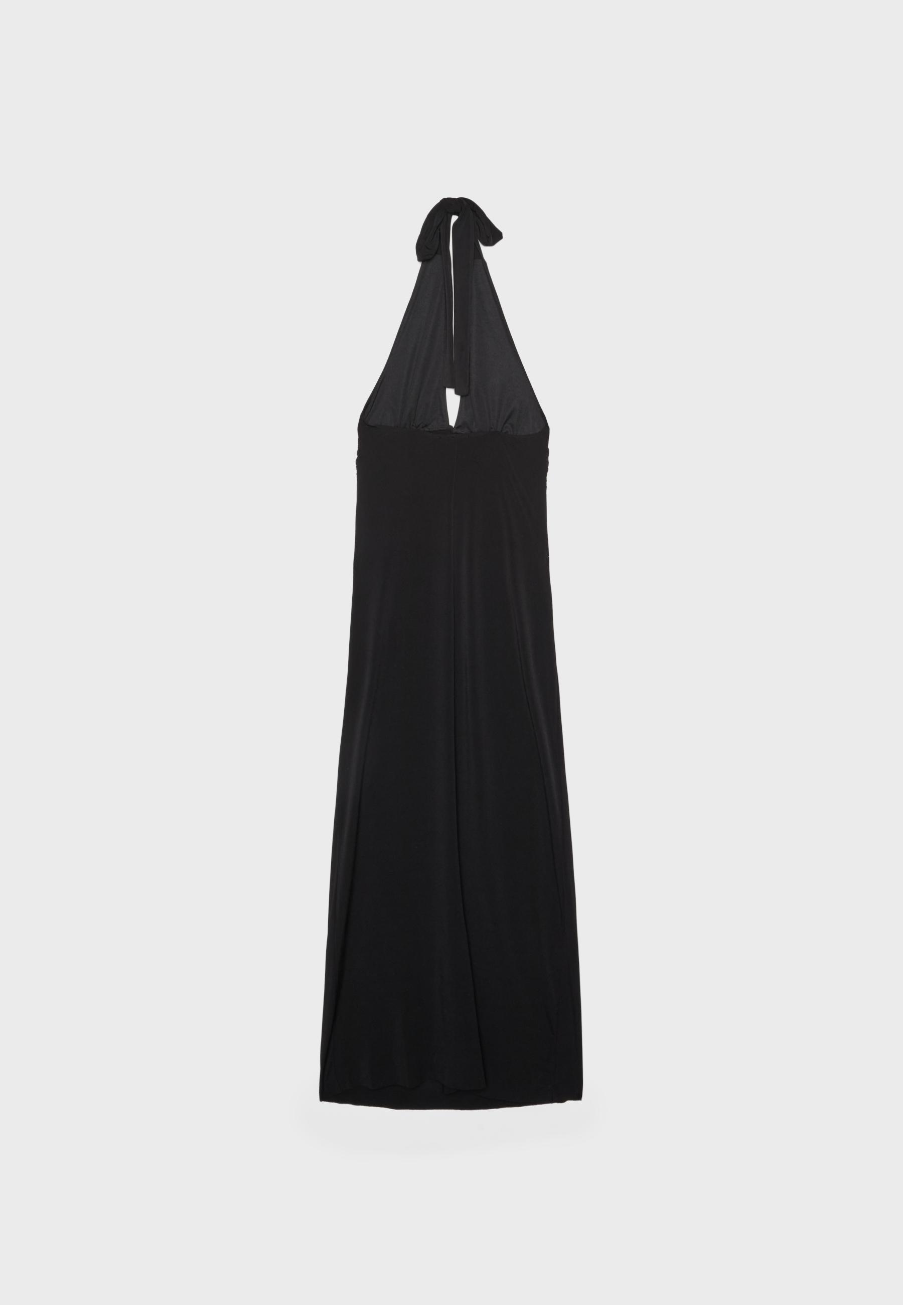 Halter neck backless midi dress — Black