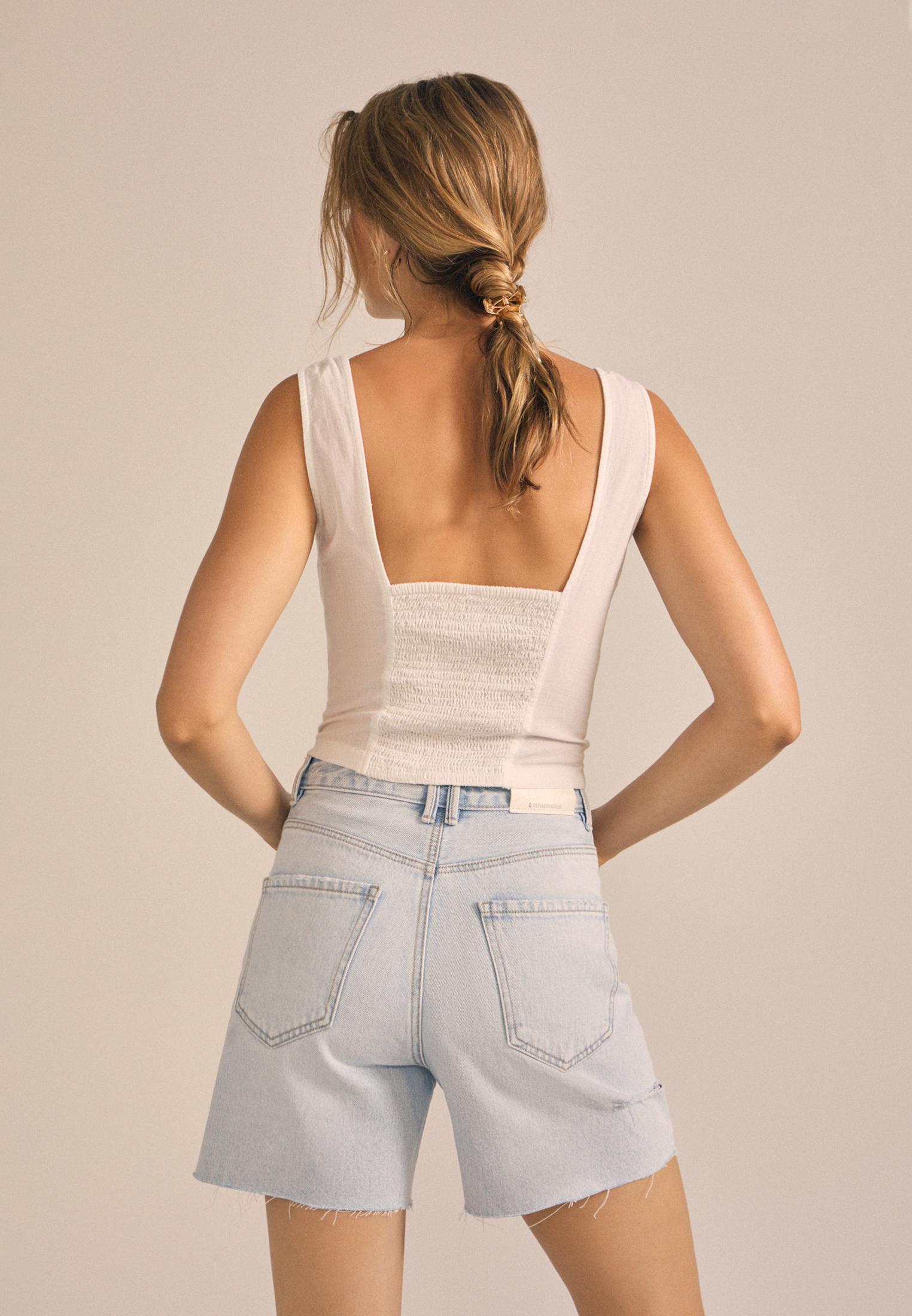 D93 Longline shorts — MEDIUM LIGHT BLUE DENIM