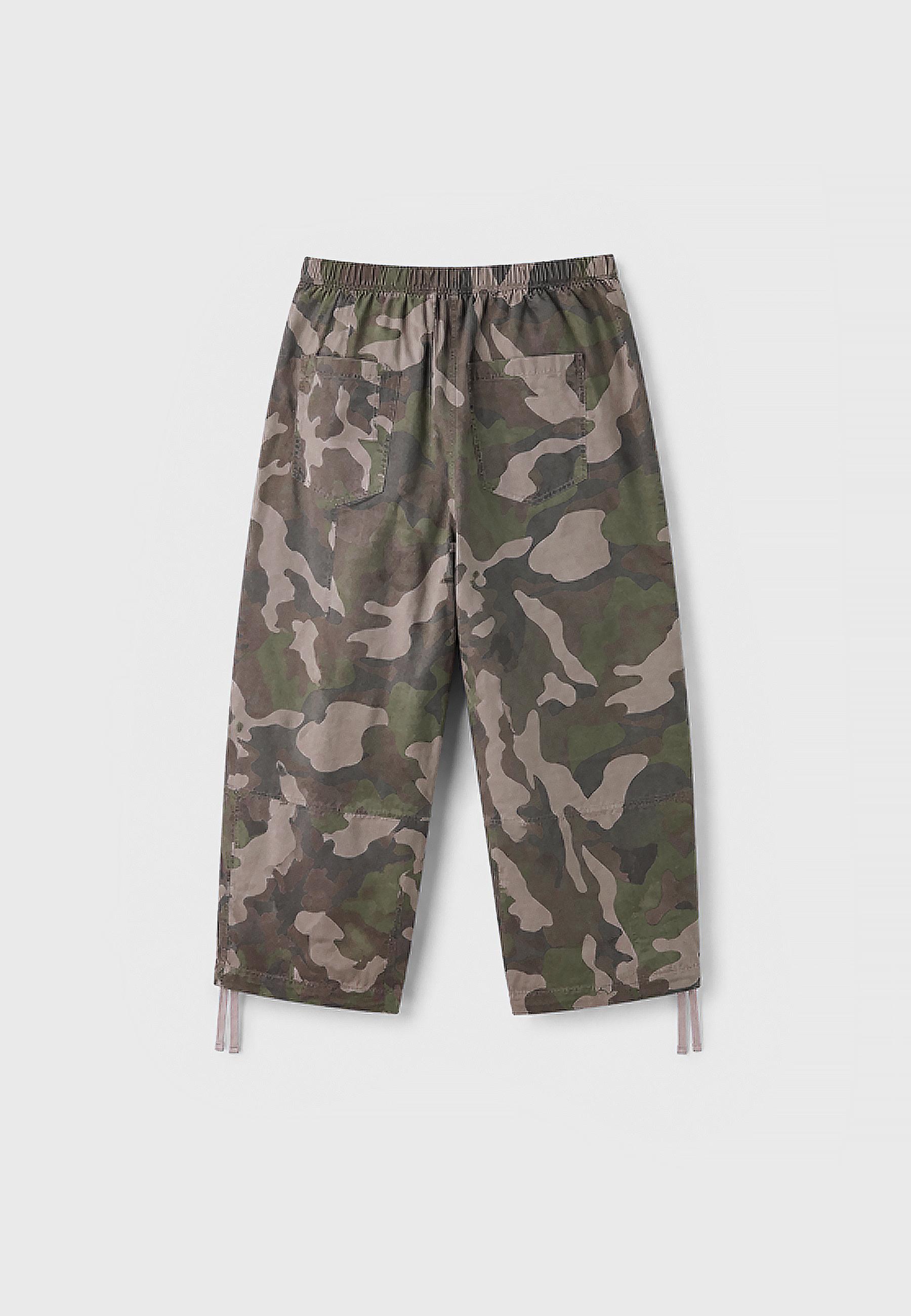 Printed relaxed fit Bermuda shorts — Khaki