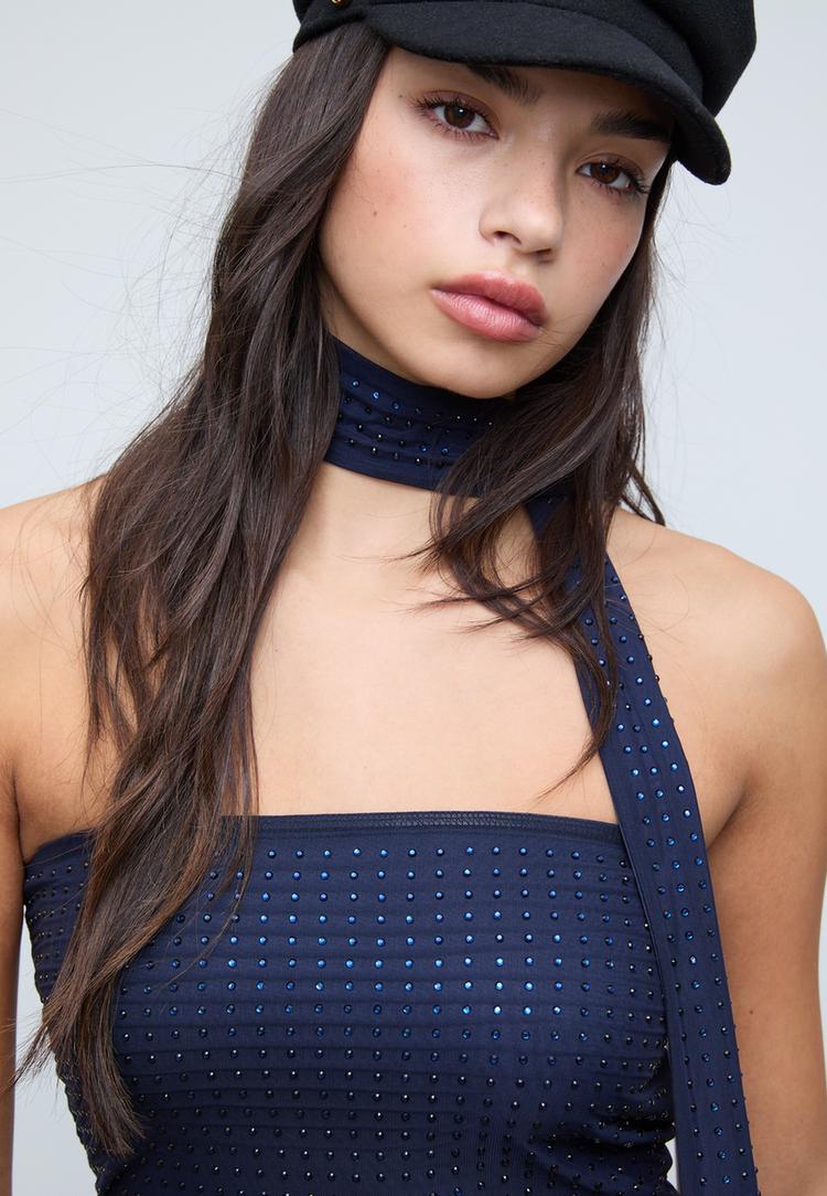 top bandeau com brilho e lenco