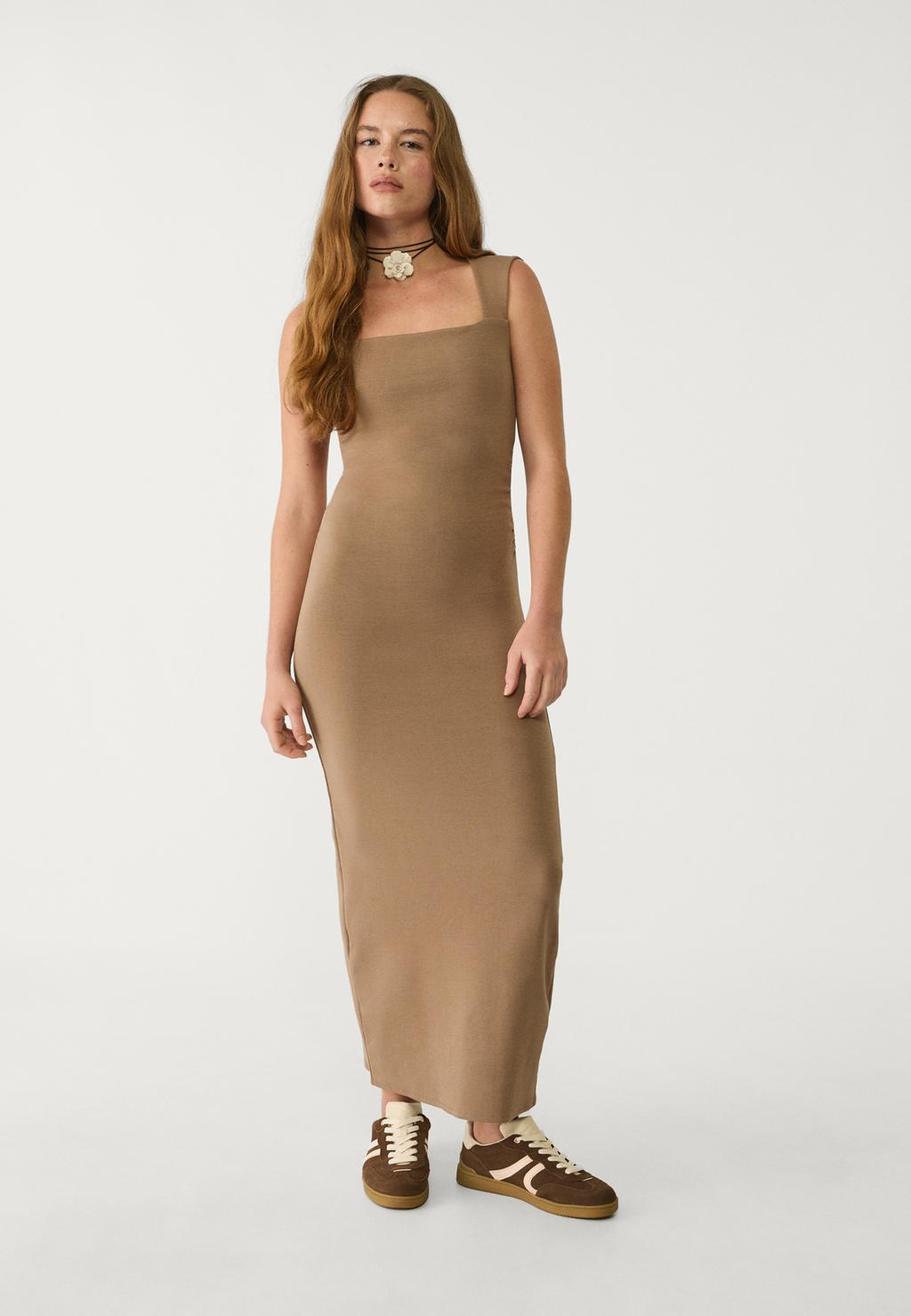 Midi dress with square neckline