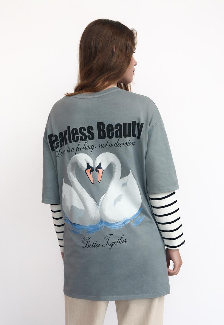 camiseta oversize heavy cotton estampado