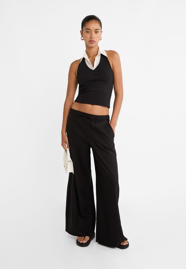 camiseta combinada cuello halter