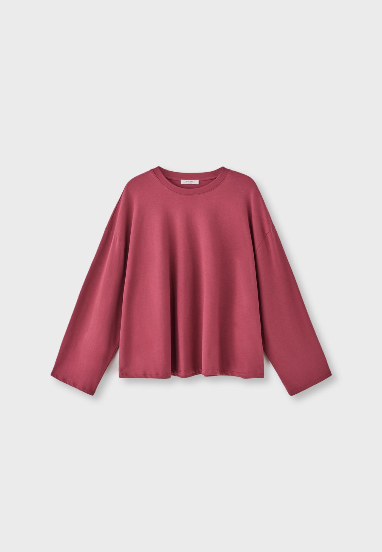 Boxy long sleeve T-shirt — Dark red