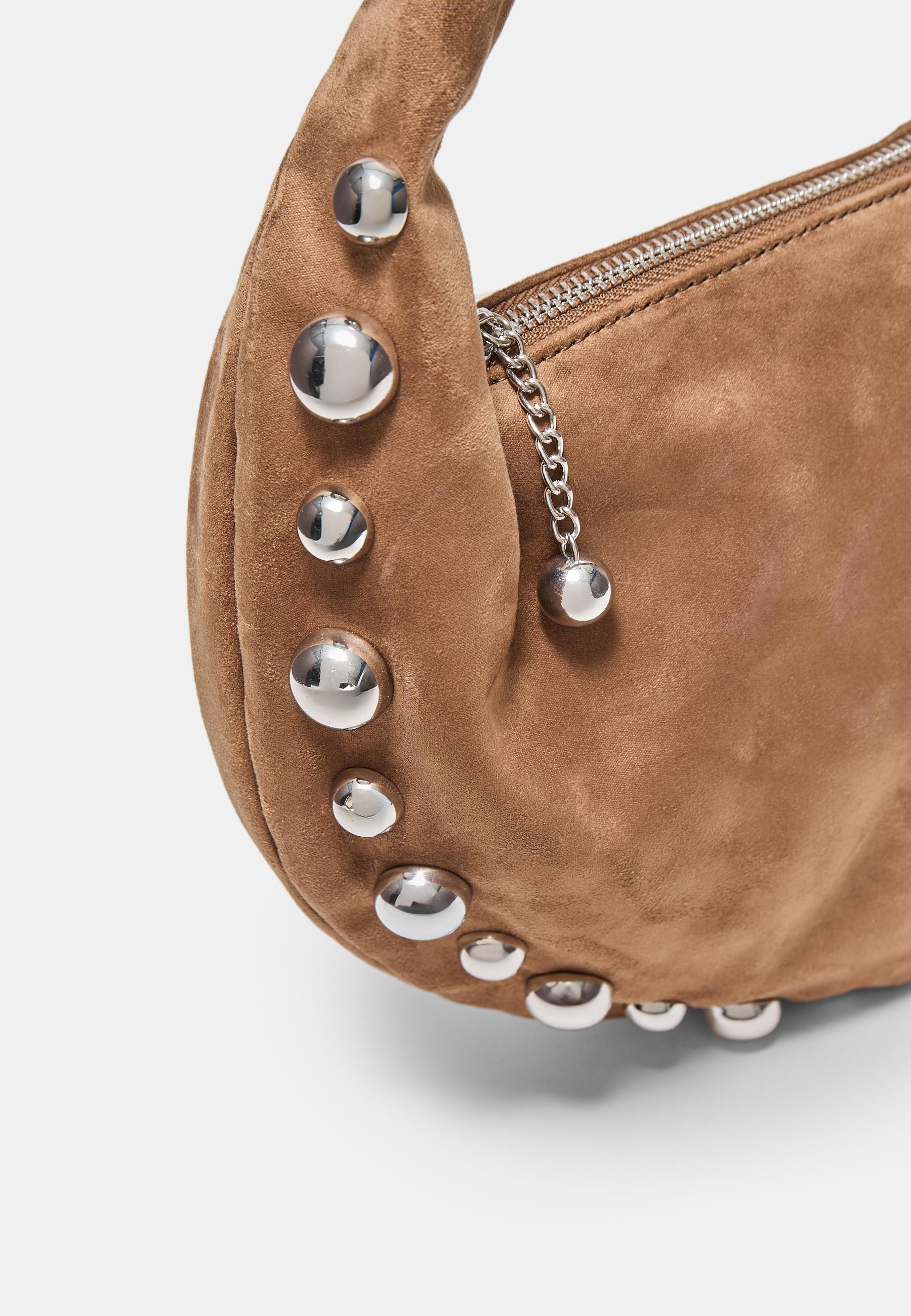 Studded faux suede shoulder bag - Women's fashion | Stradivarius