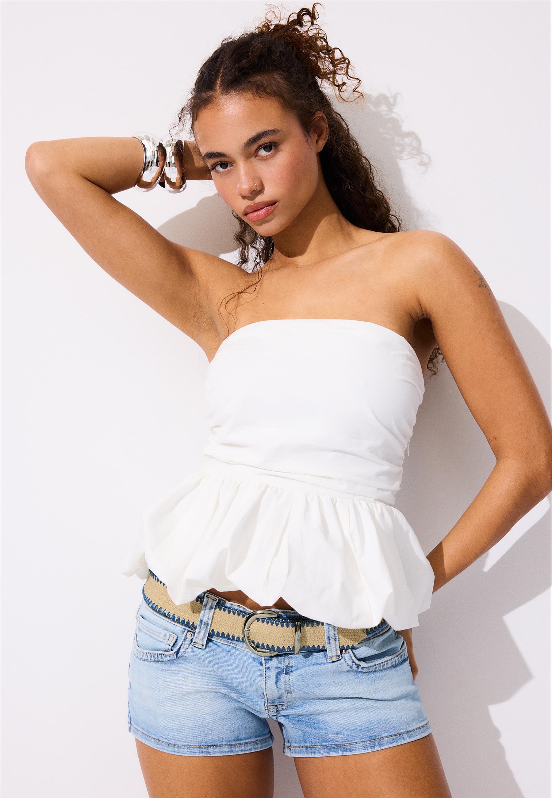 Raffia belt with topstitching — Blue