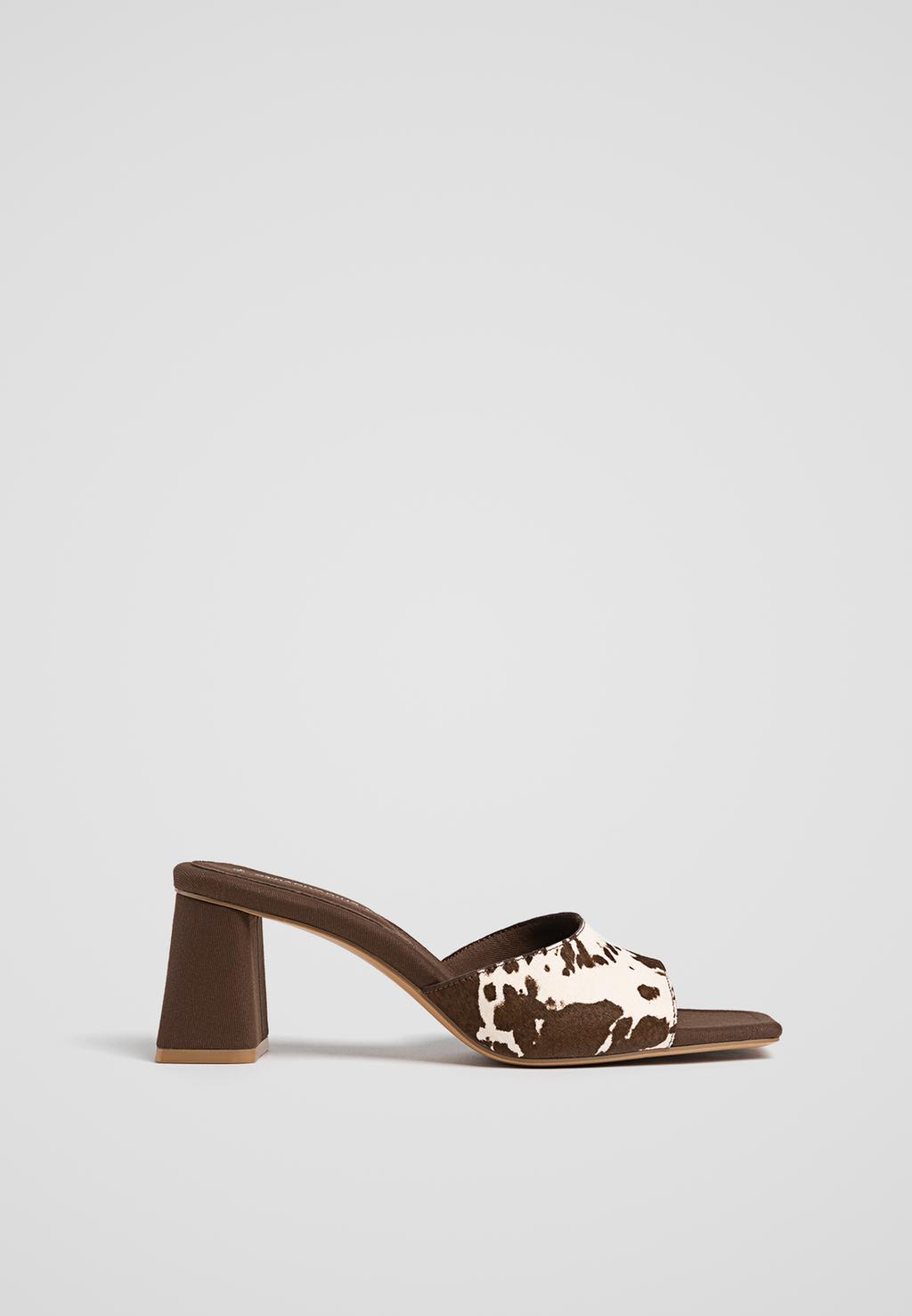 Animal print leather mule sandals