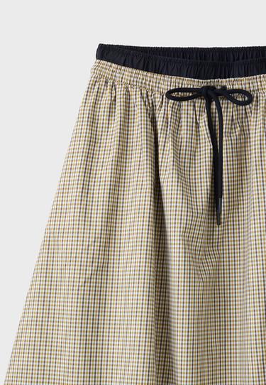 Check balloon maxi skirt — Beige 8