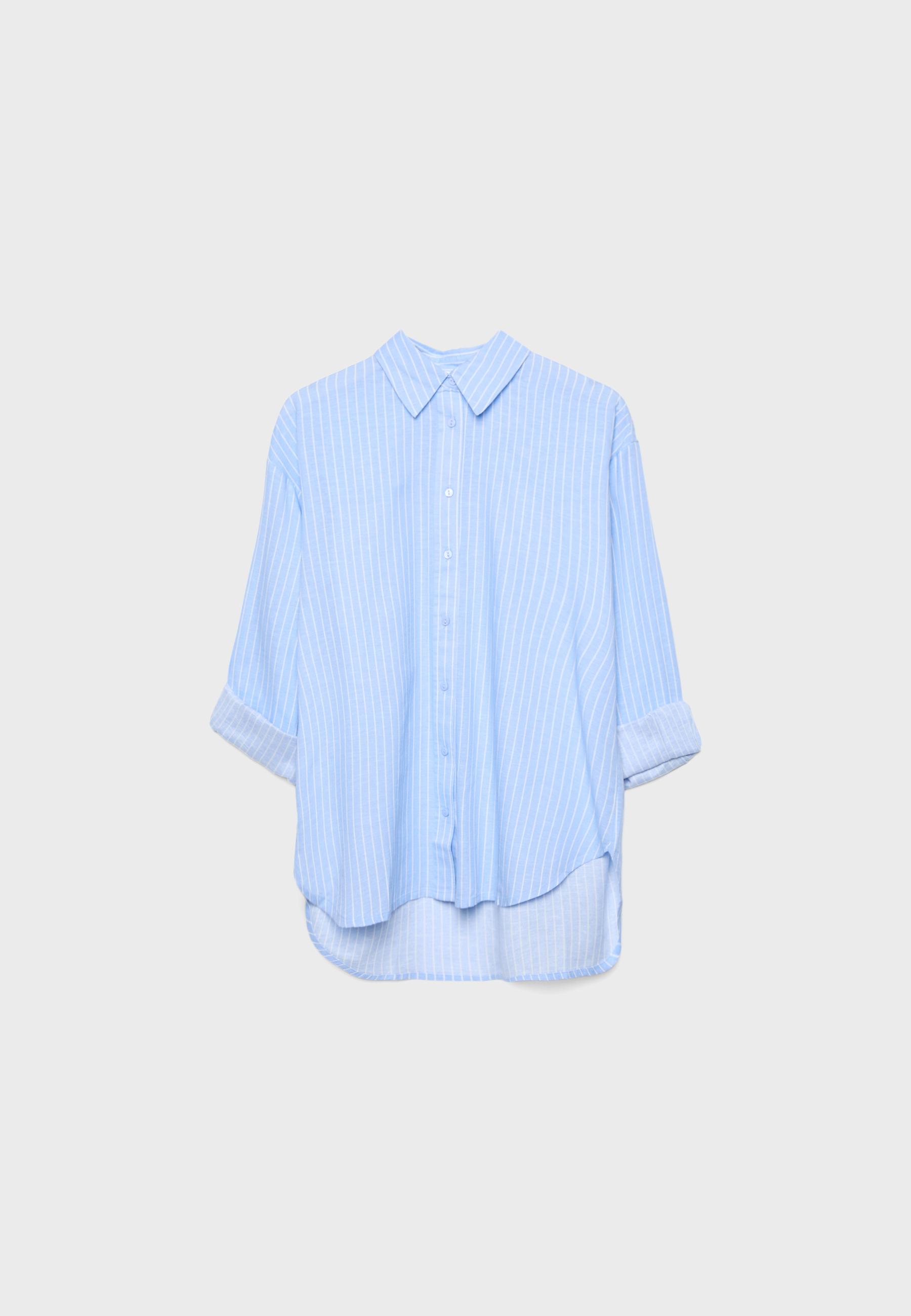 Linen-effect shirt — Sky blue