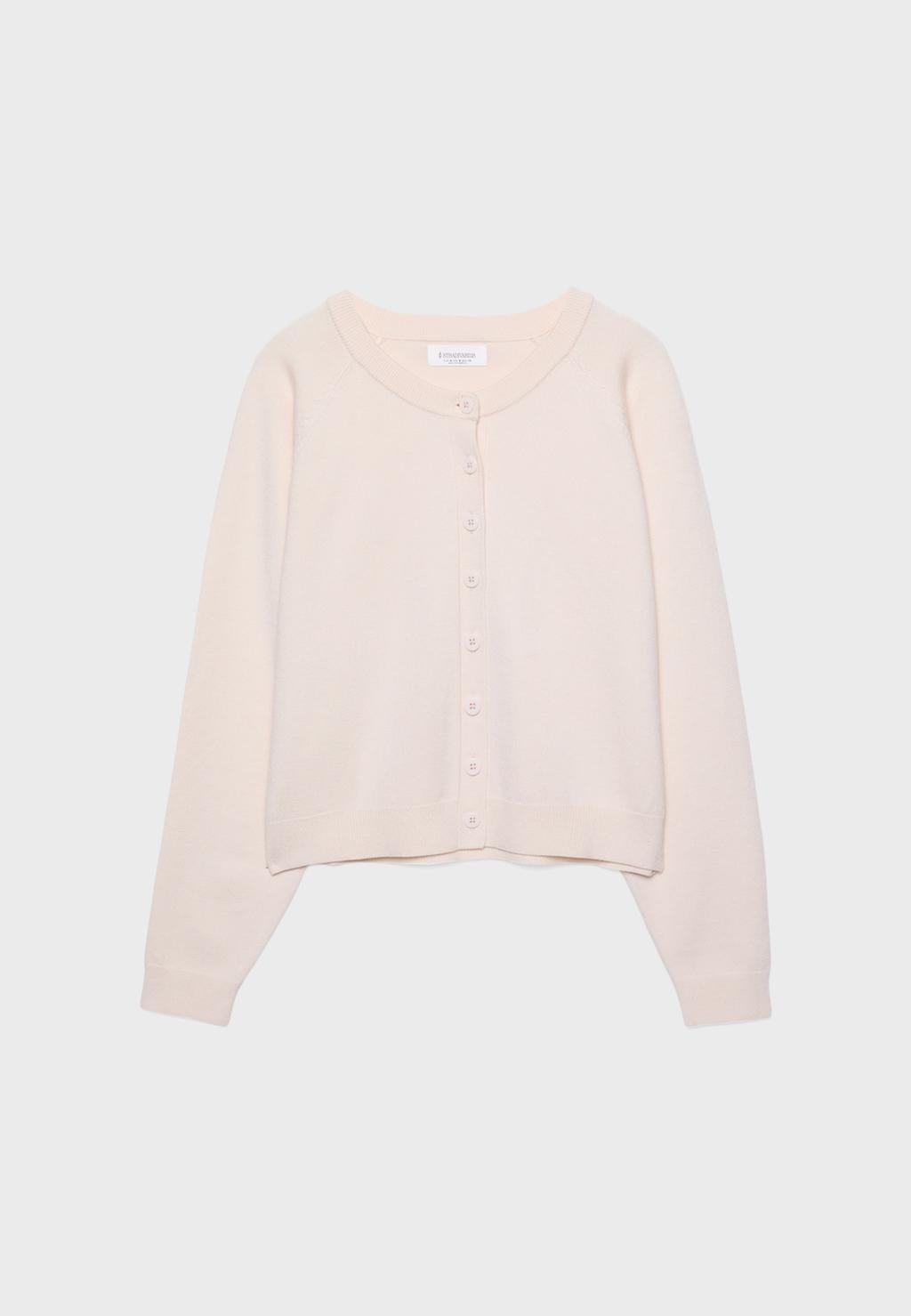 Reglan Kollu Düğmeli Örgü Ceket