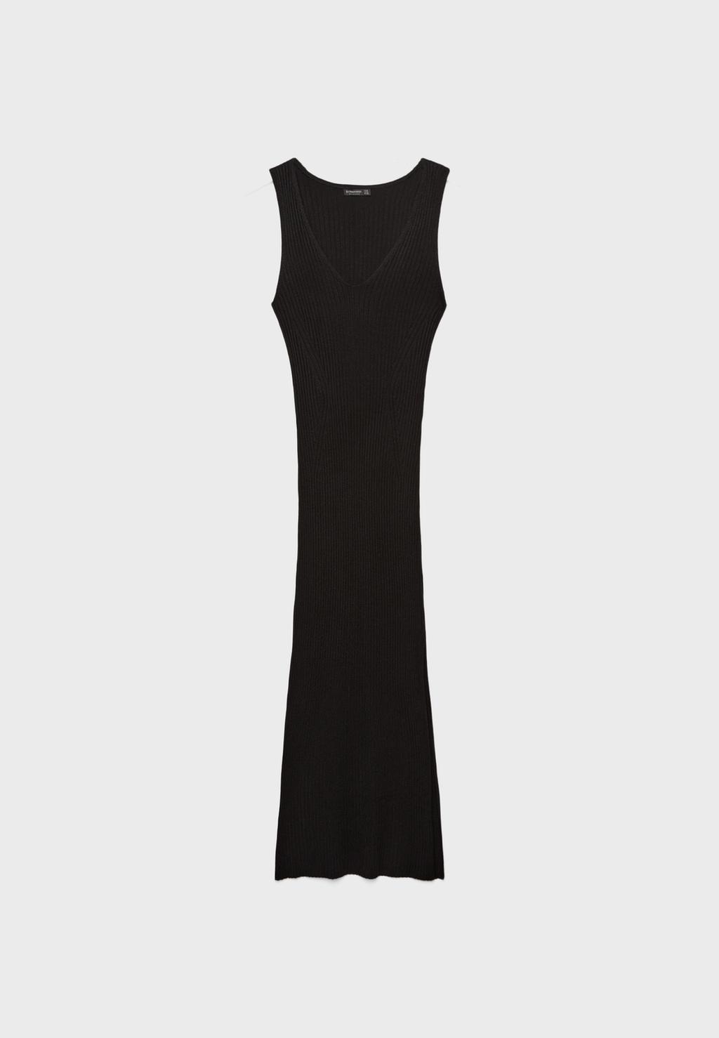 Robe longue en maille à col en V