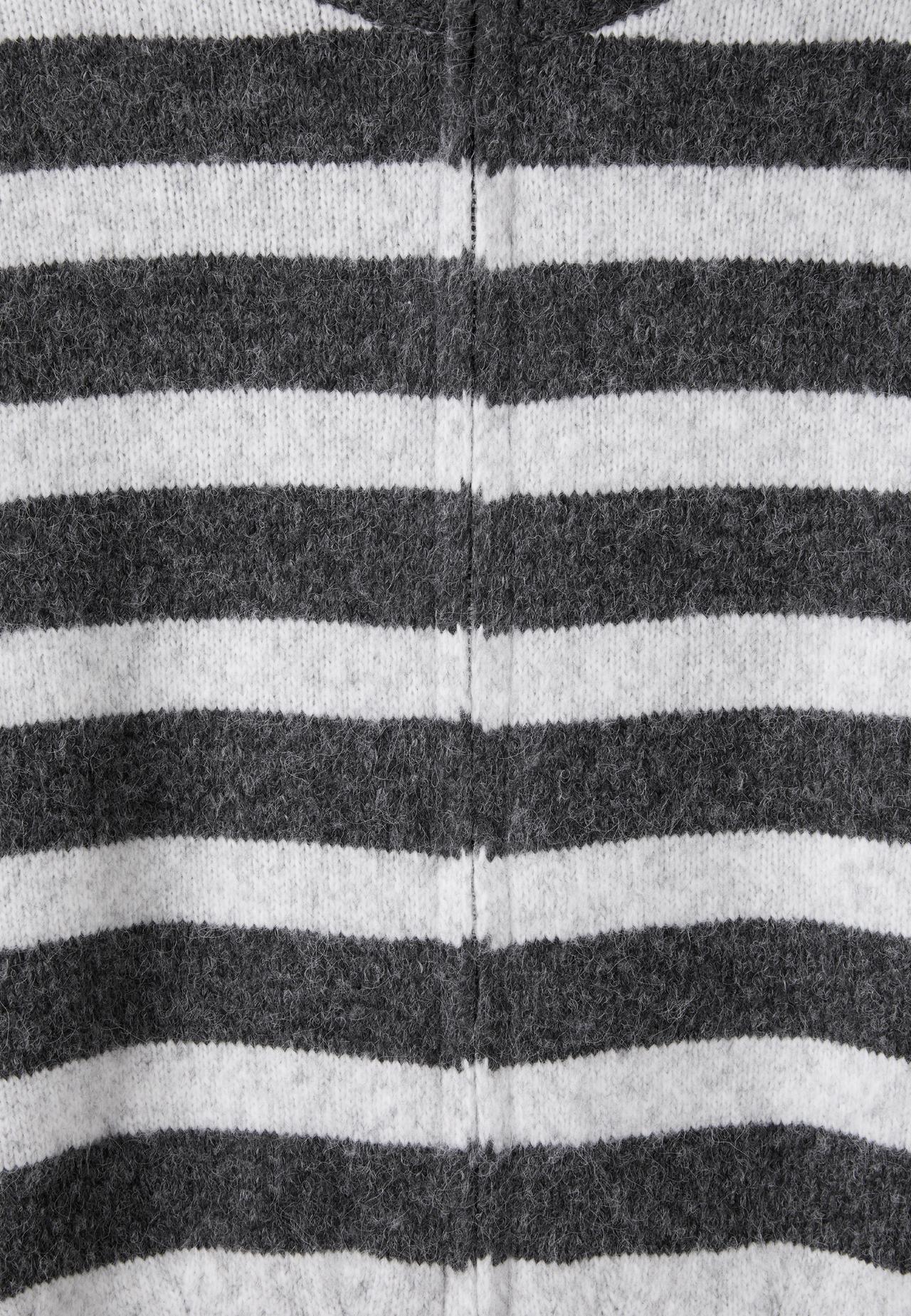 Striped zip-up knit cardigan — Dark grey