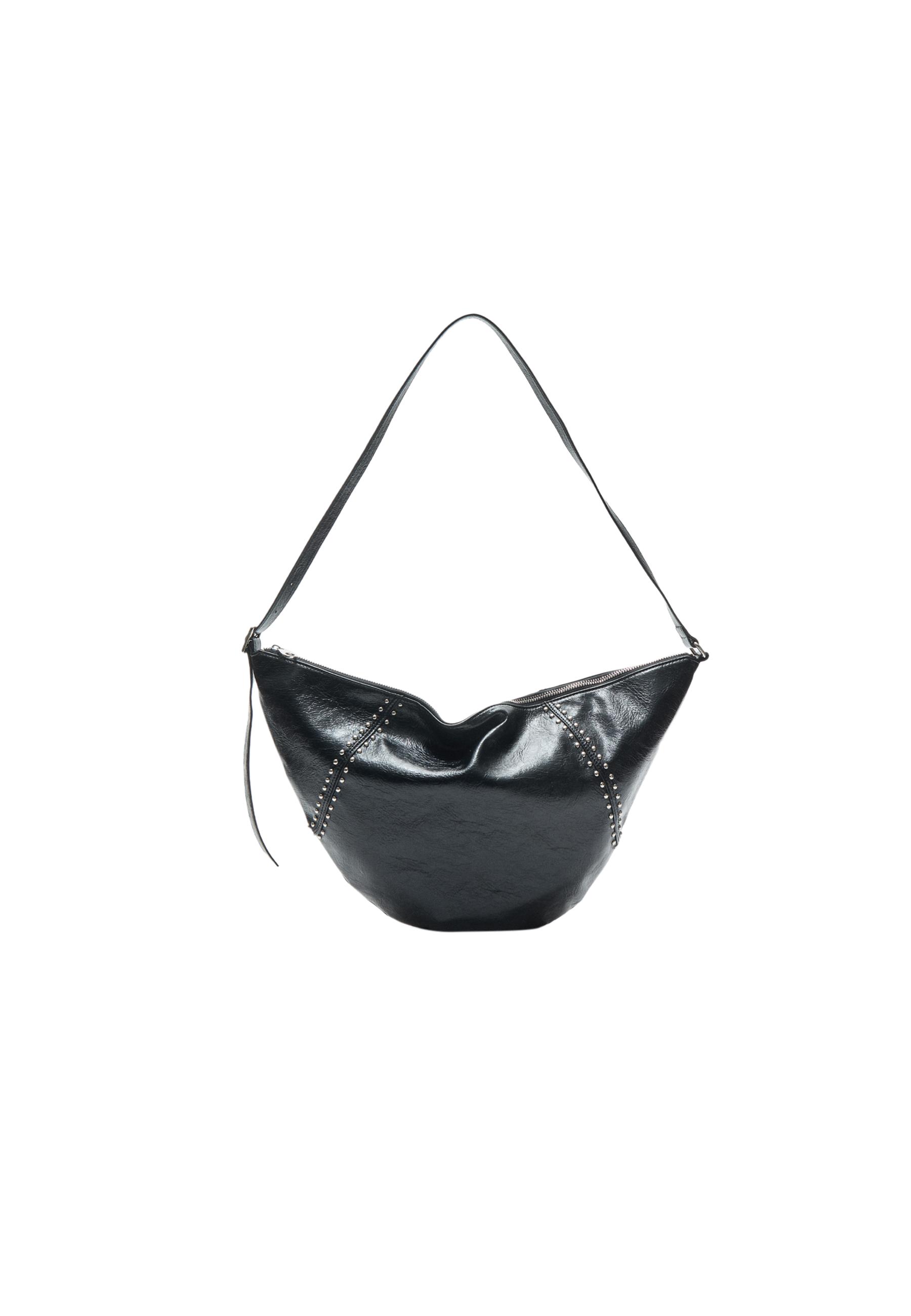 Soft half-moon crossbody bag with studs - Women's fashion