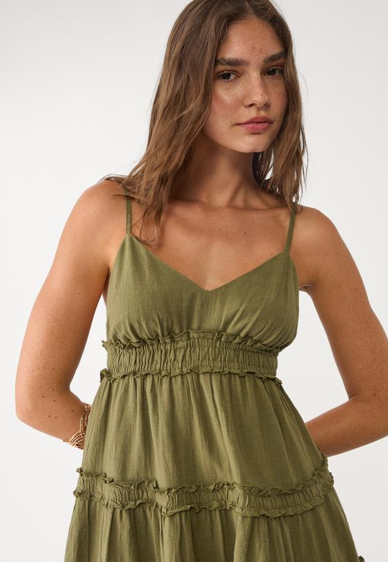 short strappy dress with ruffles