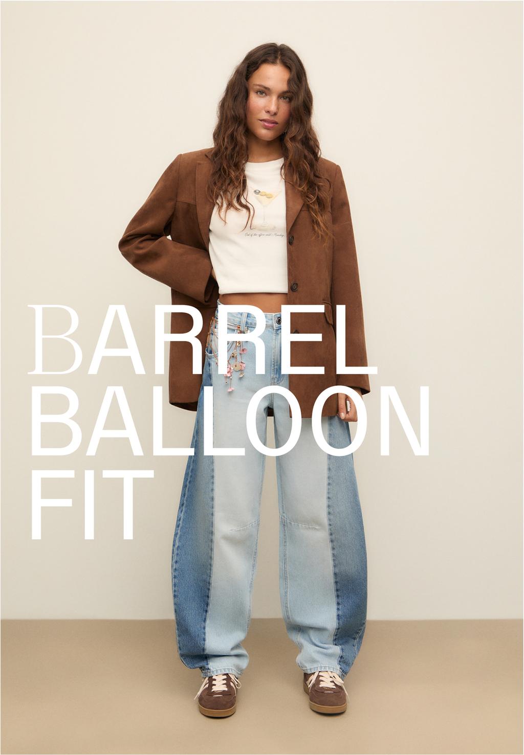 Jeans barrel balloon fit contraste