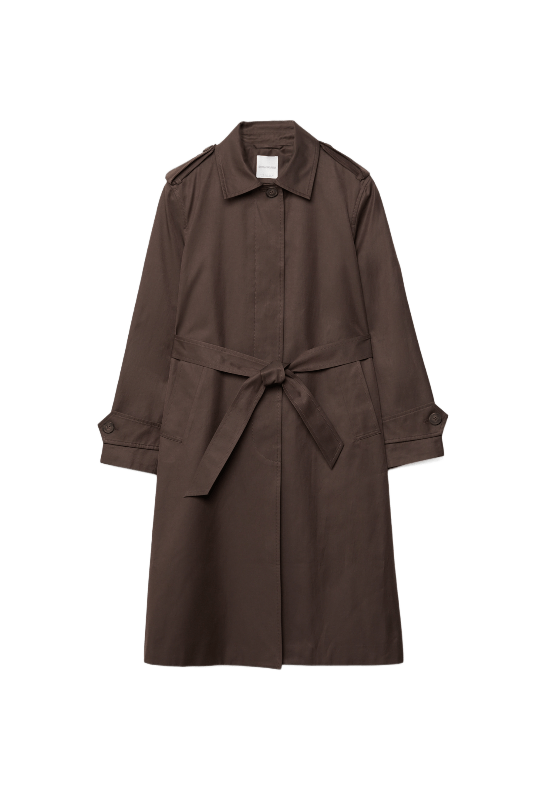 Long single-breasted trench coat — Brown