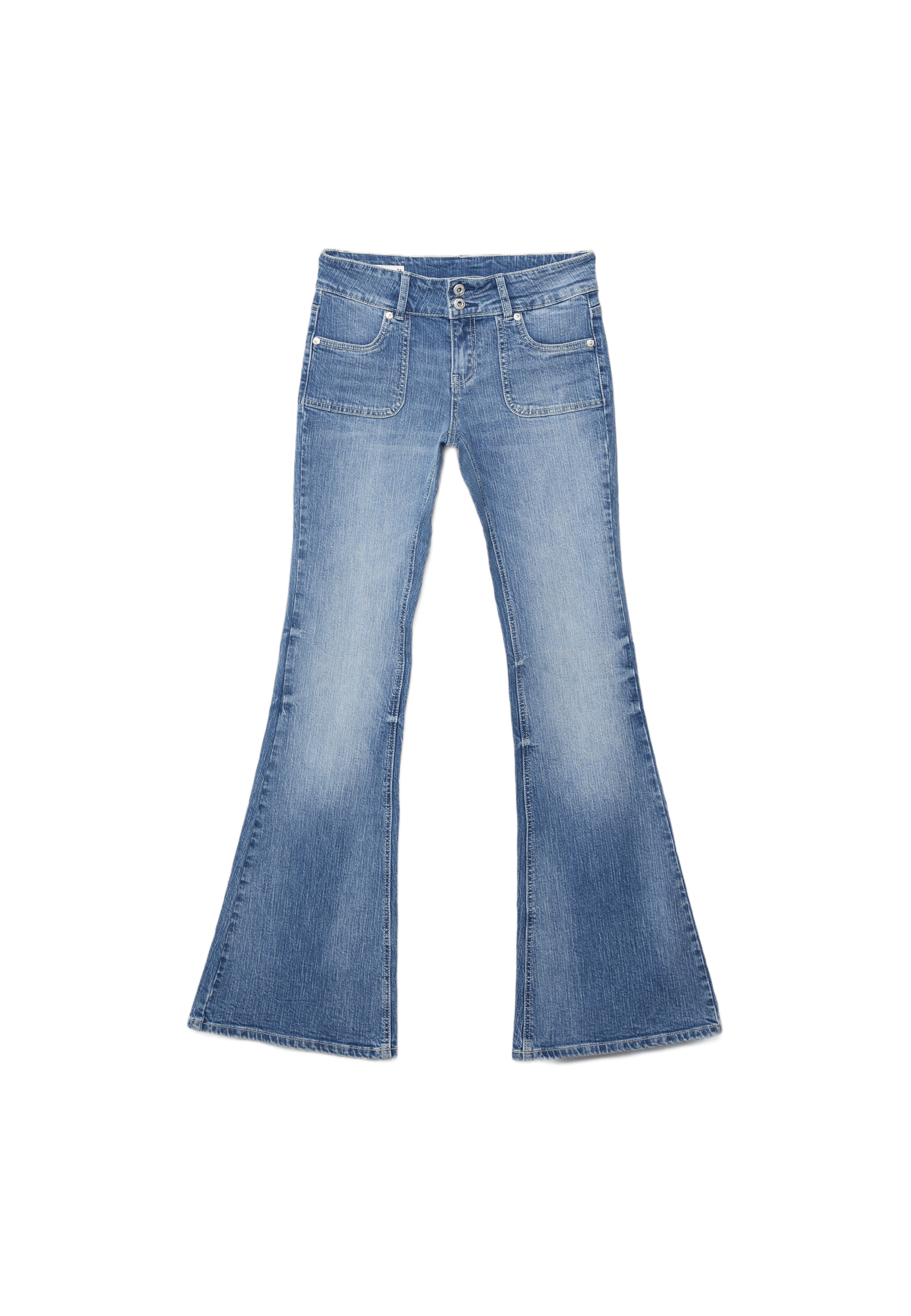 Low-rise jeans with seam pockets — MEDIUM BLUE DENIM