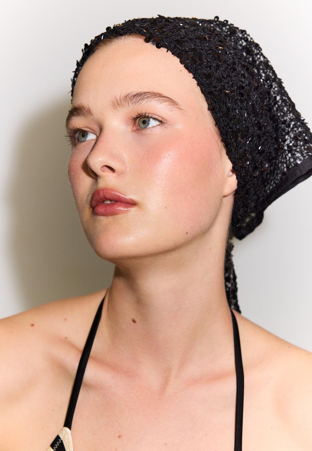Sequin net scarf — Black
