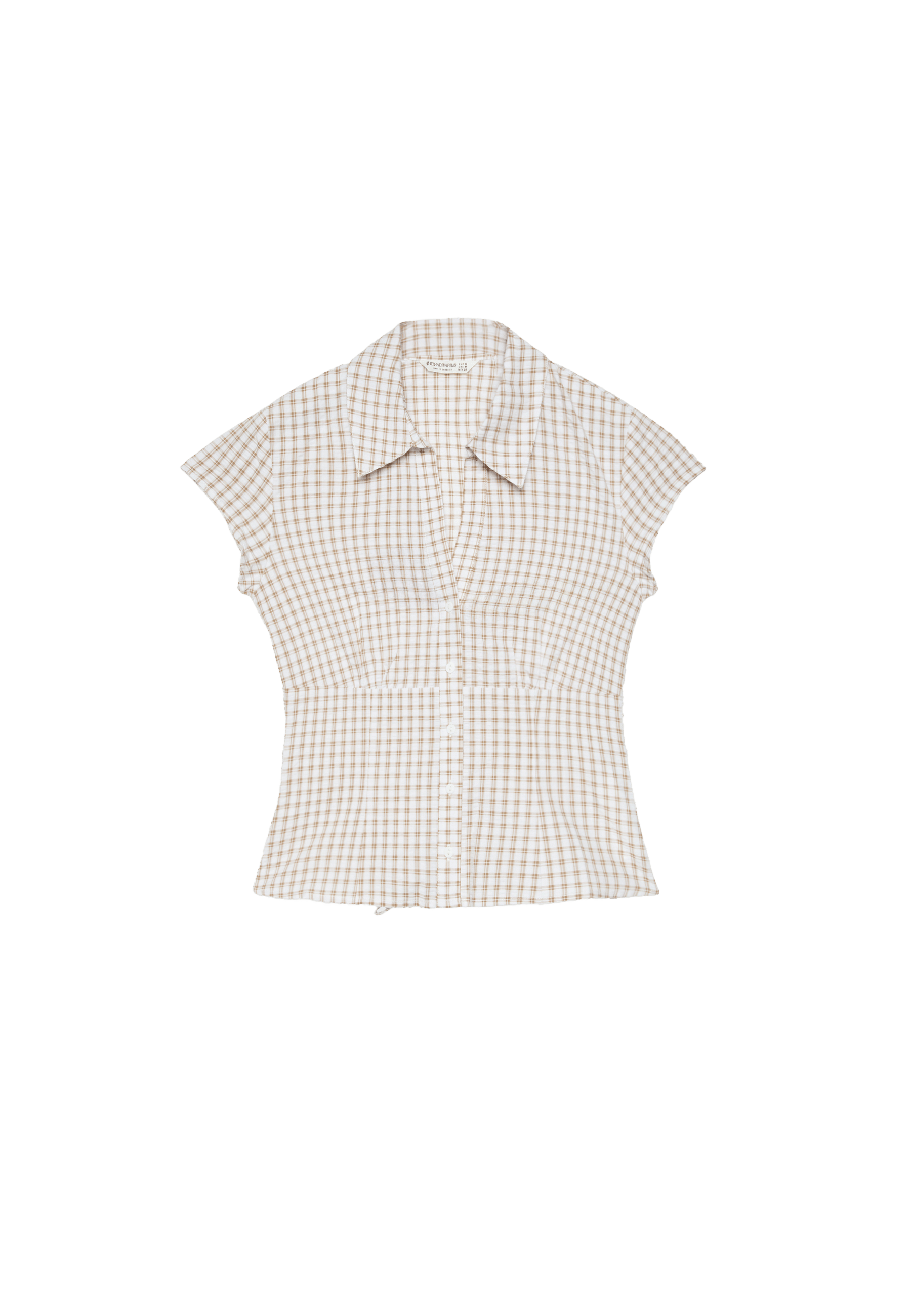 Short sleeve shirt with underbust seam — Stone