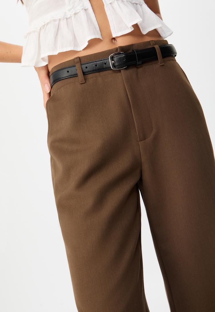pantaloni morbidi dritti eleganti con cintura