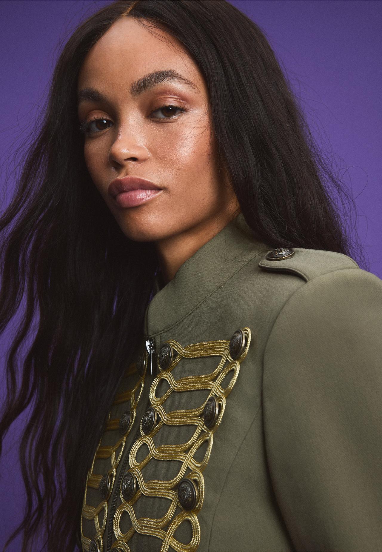 Metal button blazer — Khaki