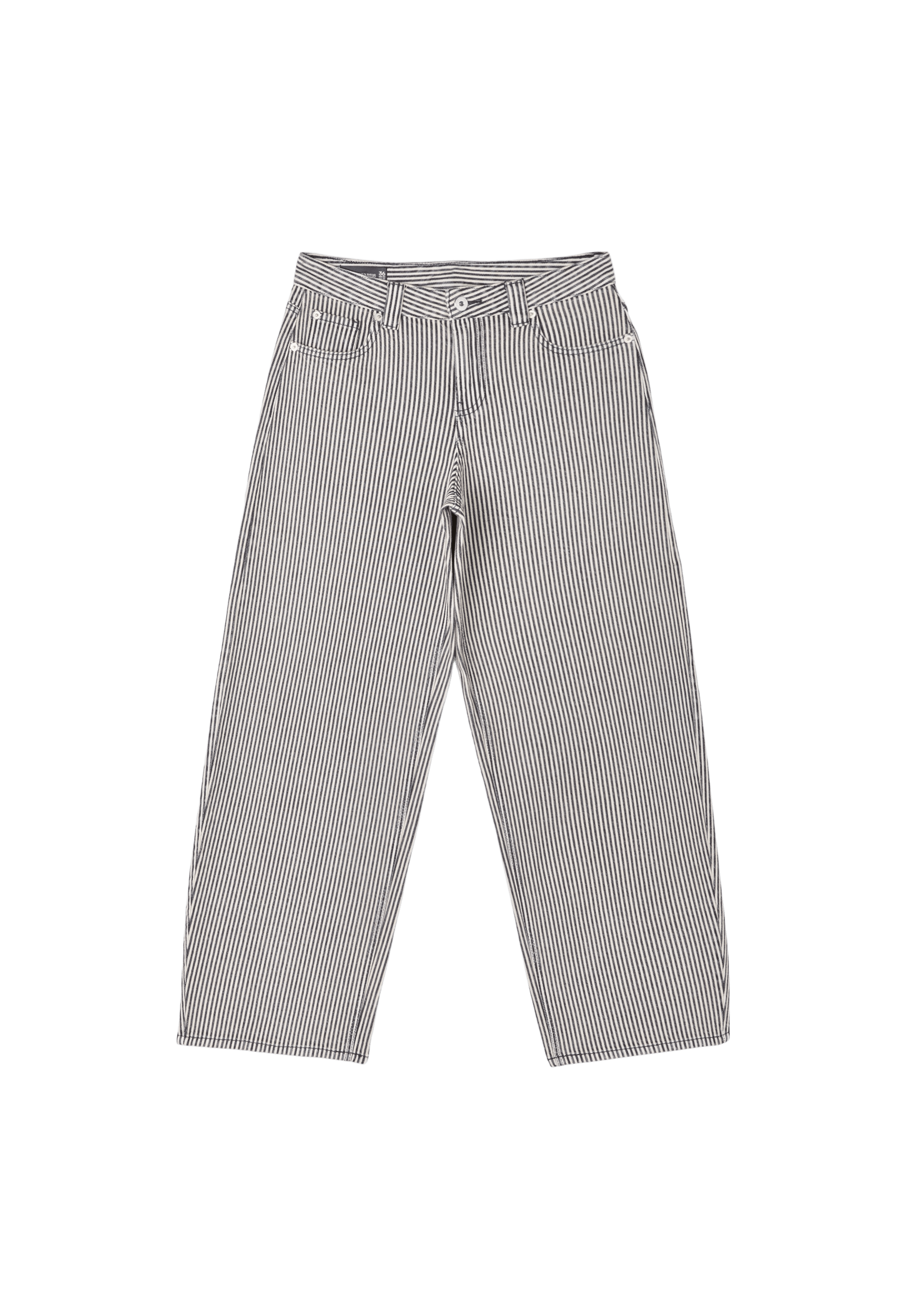 D80 striped barrel-leg jeans — Dark grey
